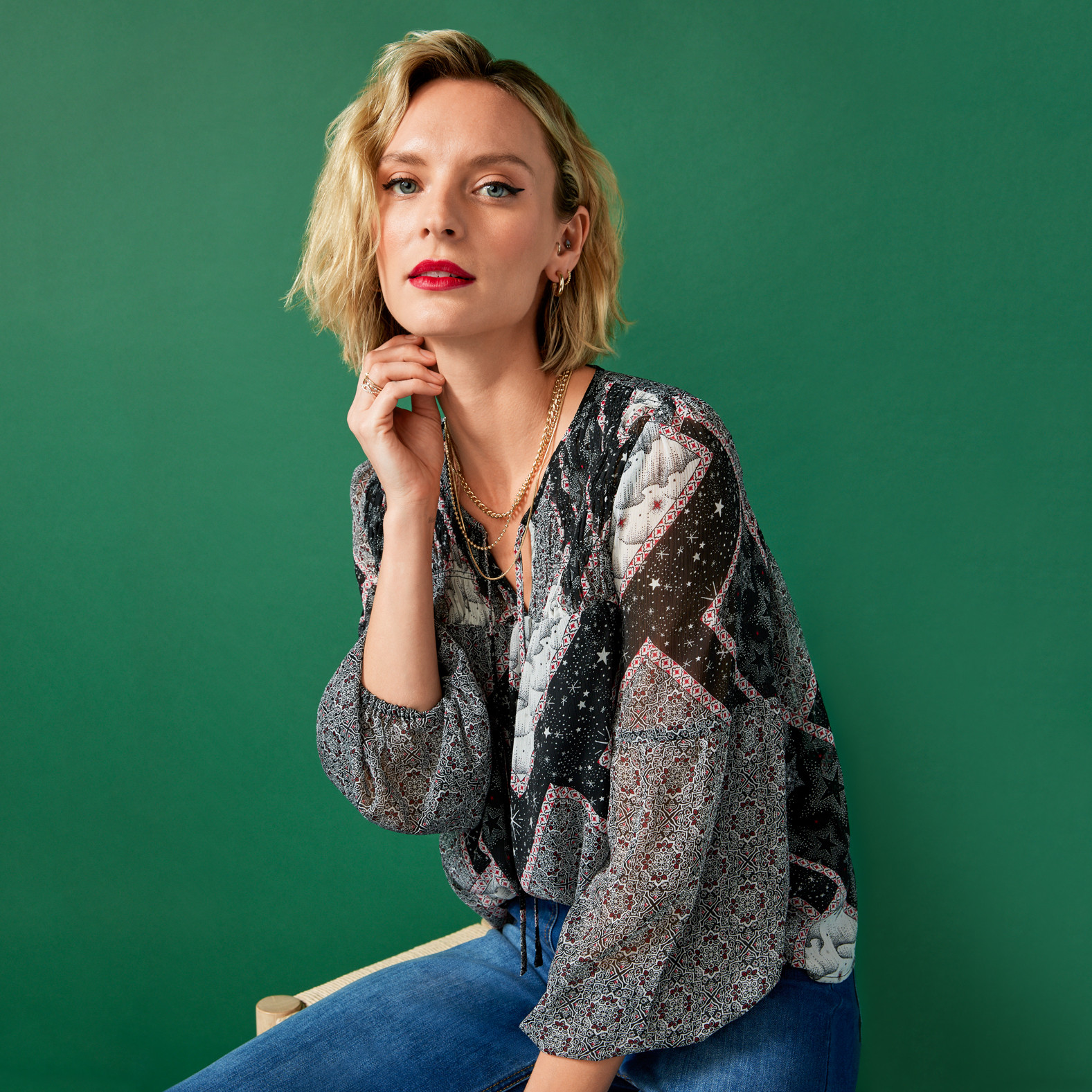 Patchwork Print Top