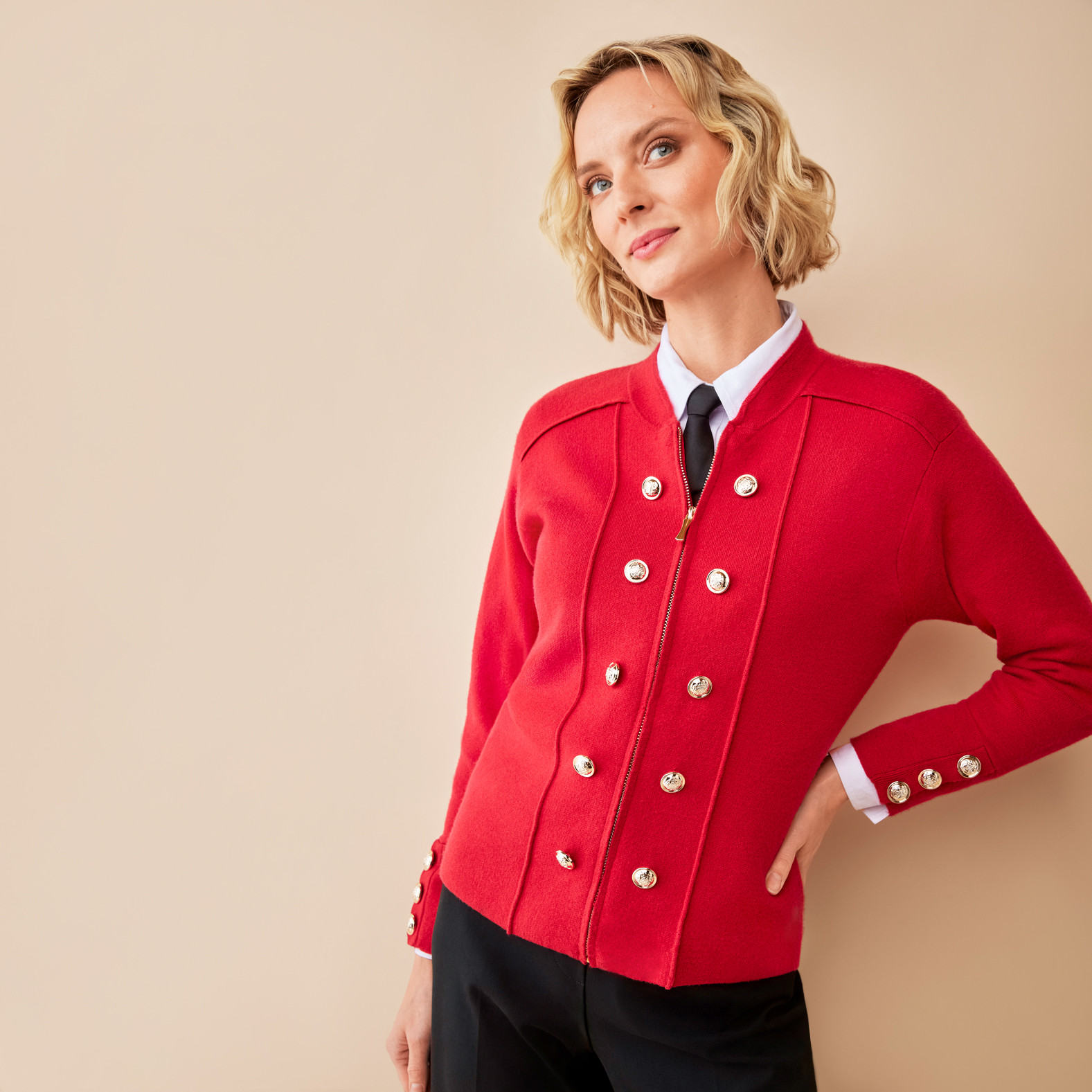 Petite - Military Cardigan Half Body