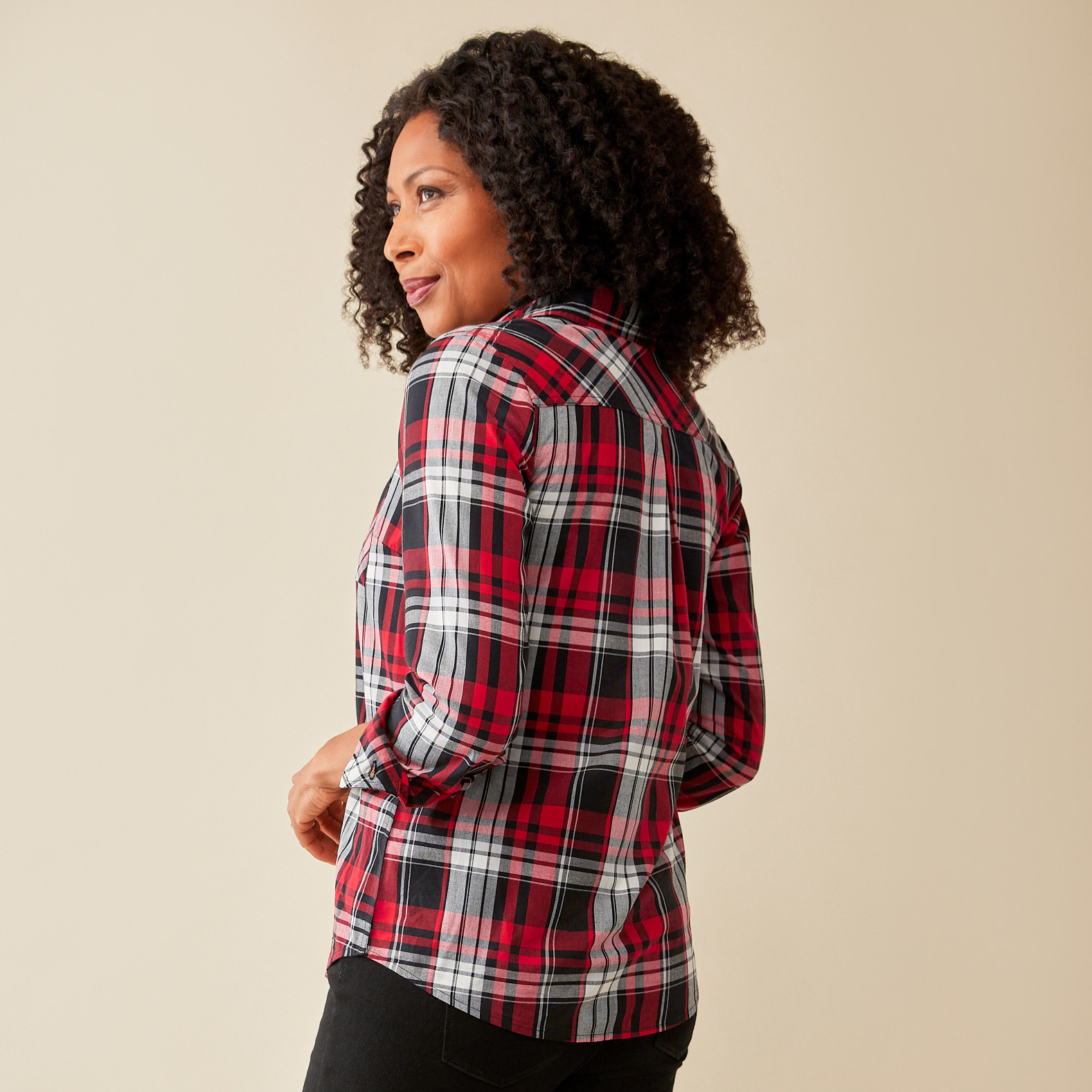 Plaid Button Front Shirt Back View