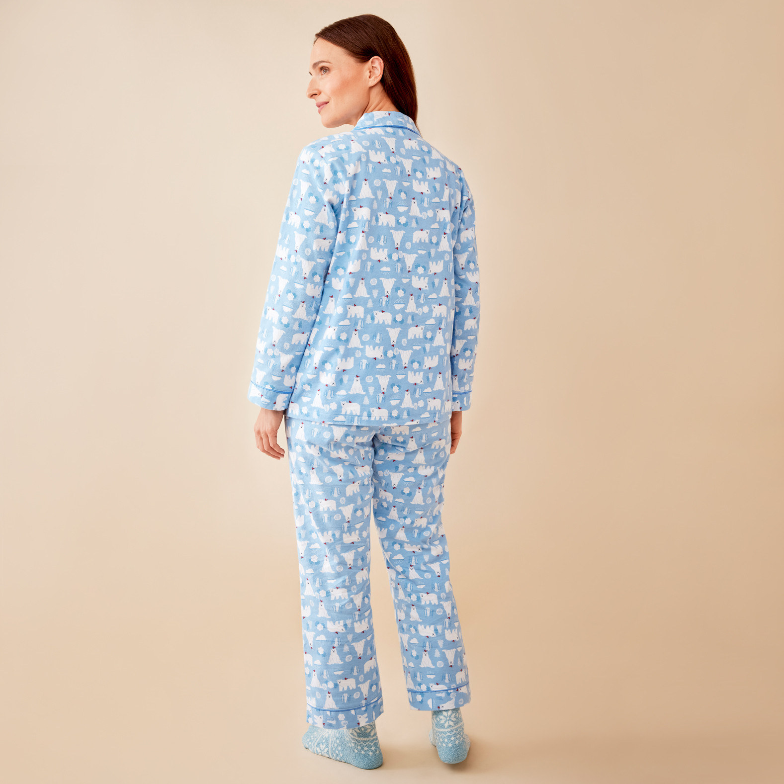 Festive Flannel Polar Bear Pyjama Set Back View