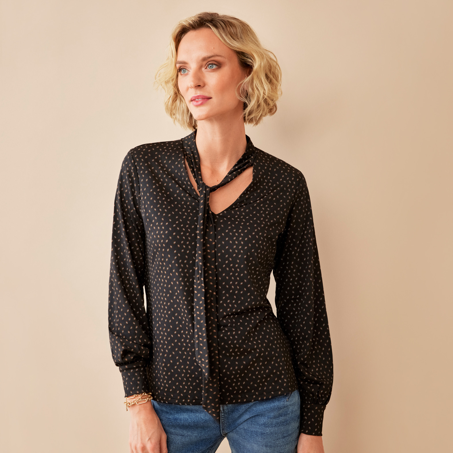 Tie Front Printed Top