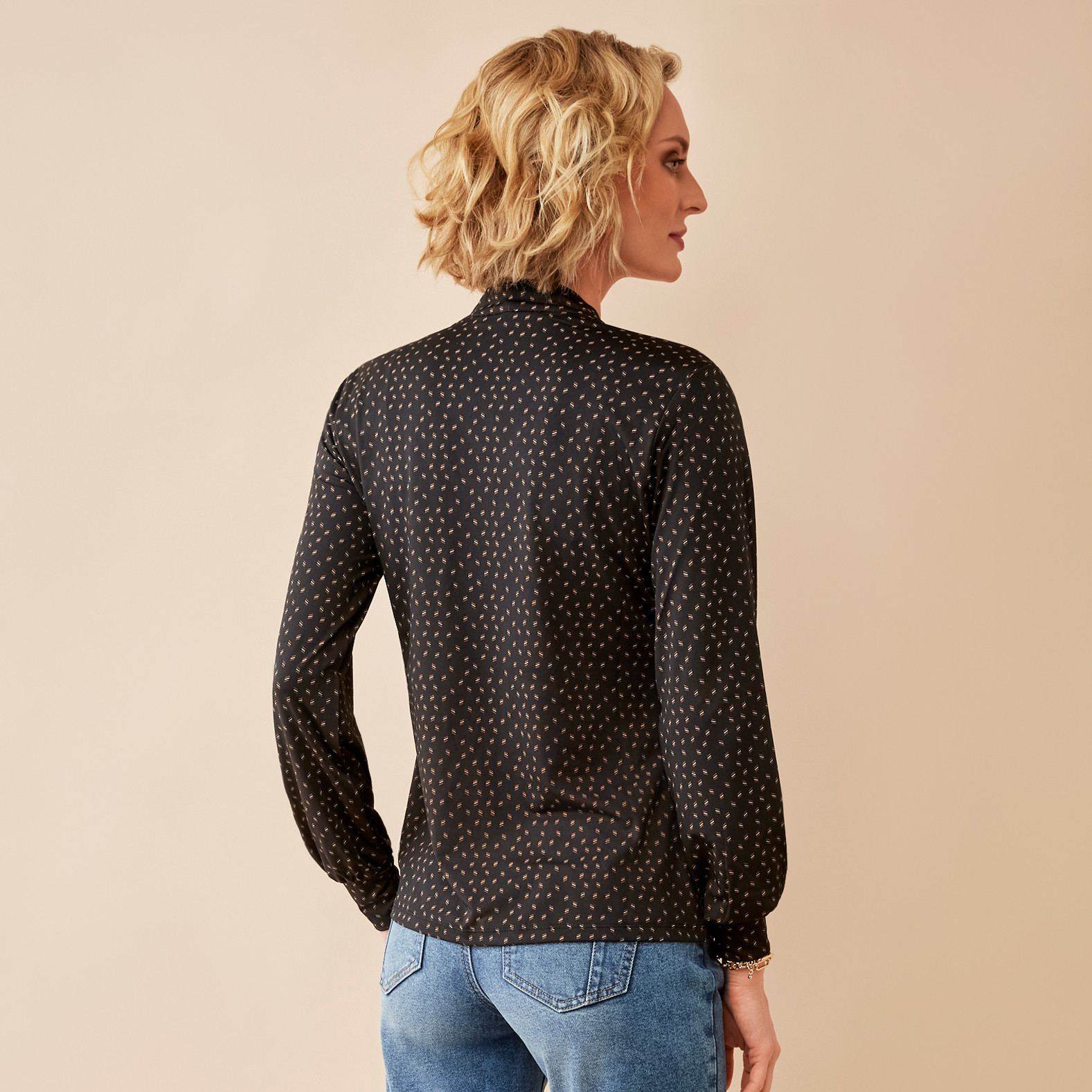 Tie Front Printed Top Back View