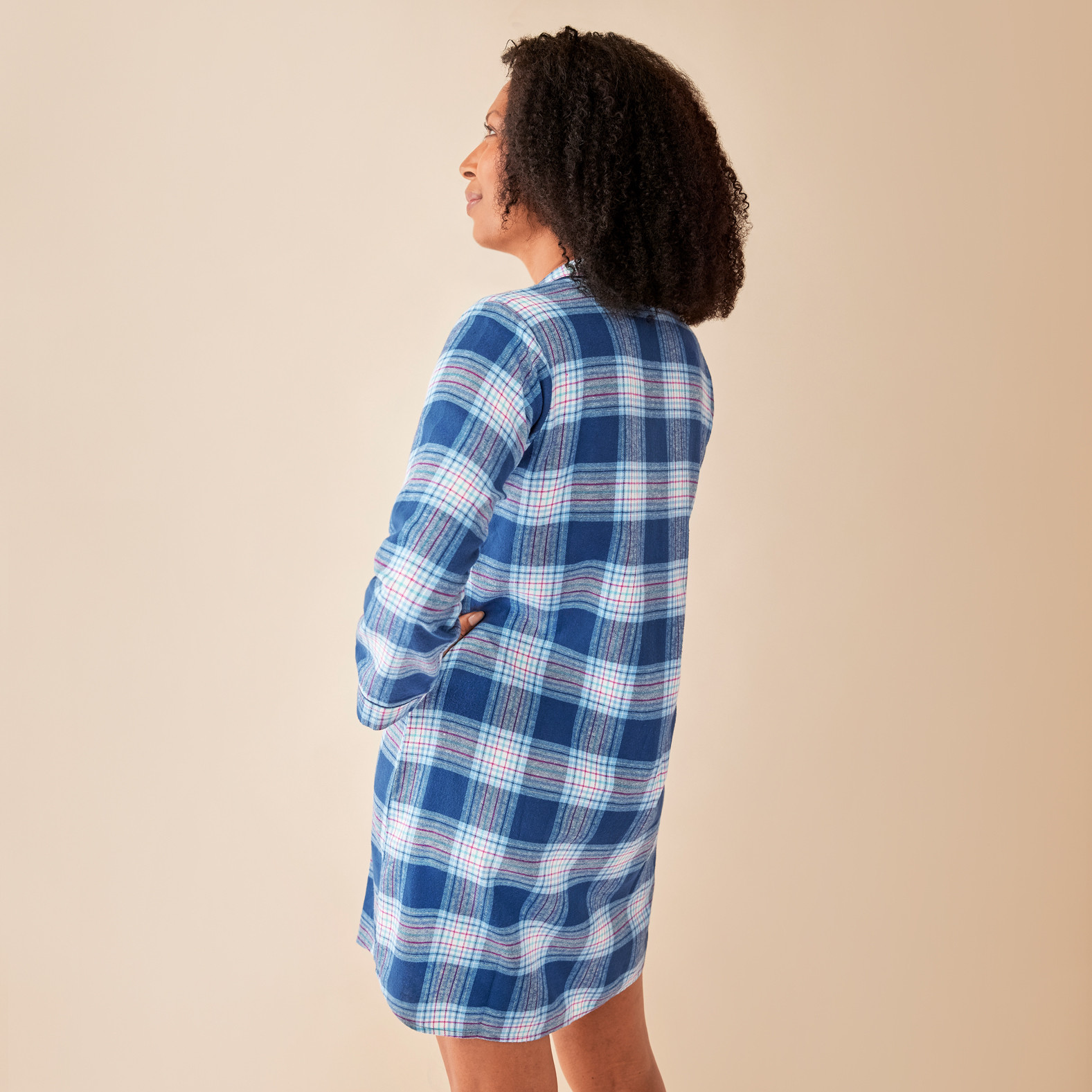 Blue Plaid Nightgown -Back View