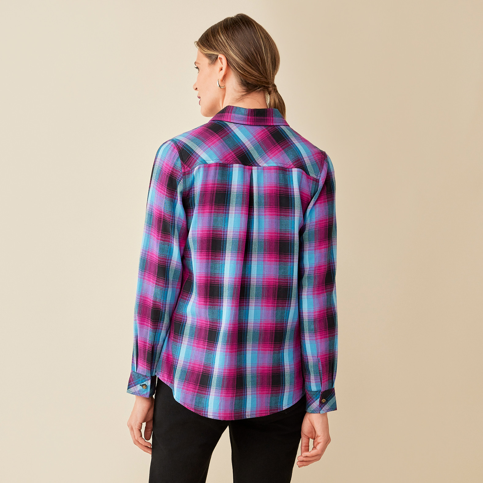 Bright Plaid Shirt -Back View