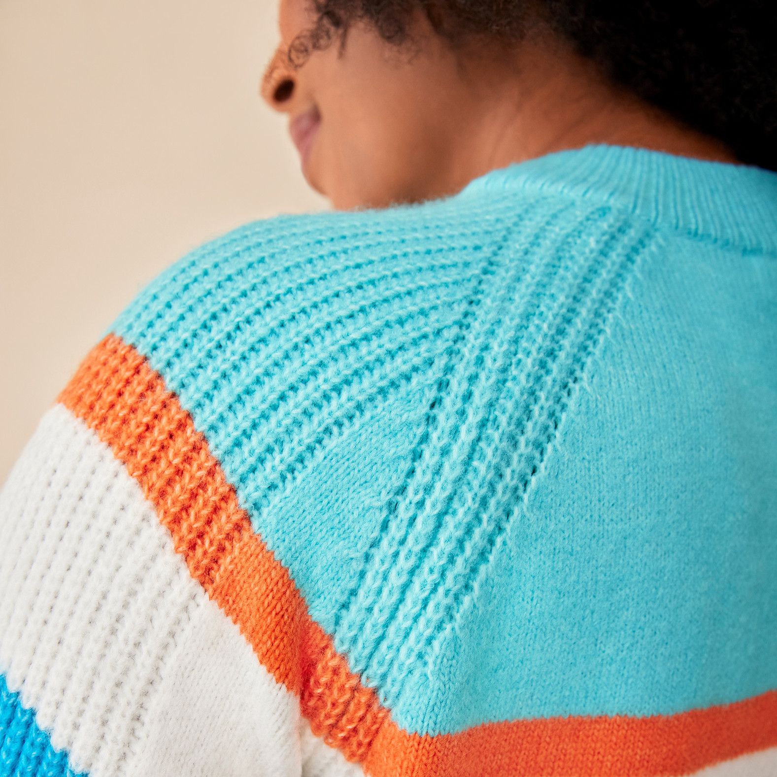 Bright Stripes Crewneck Sweater -Close Up