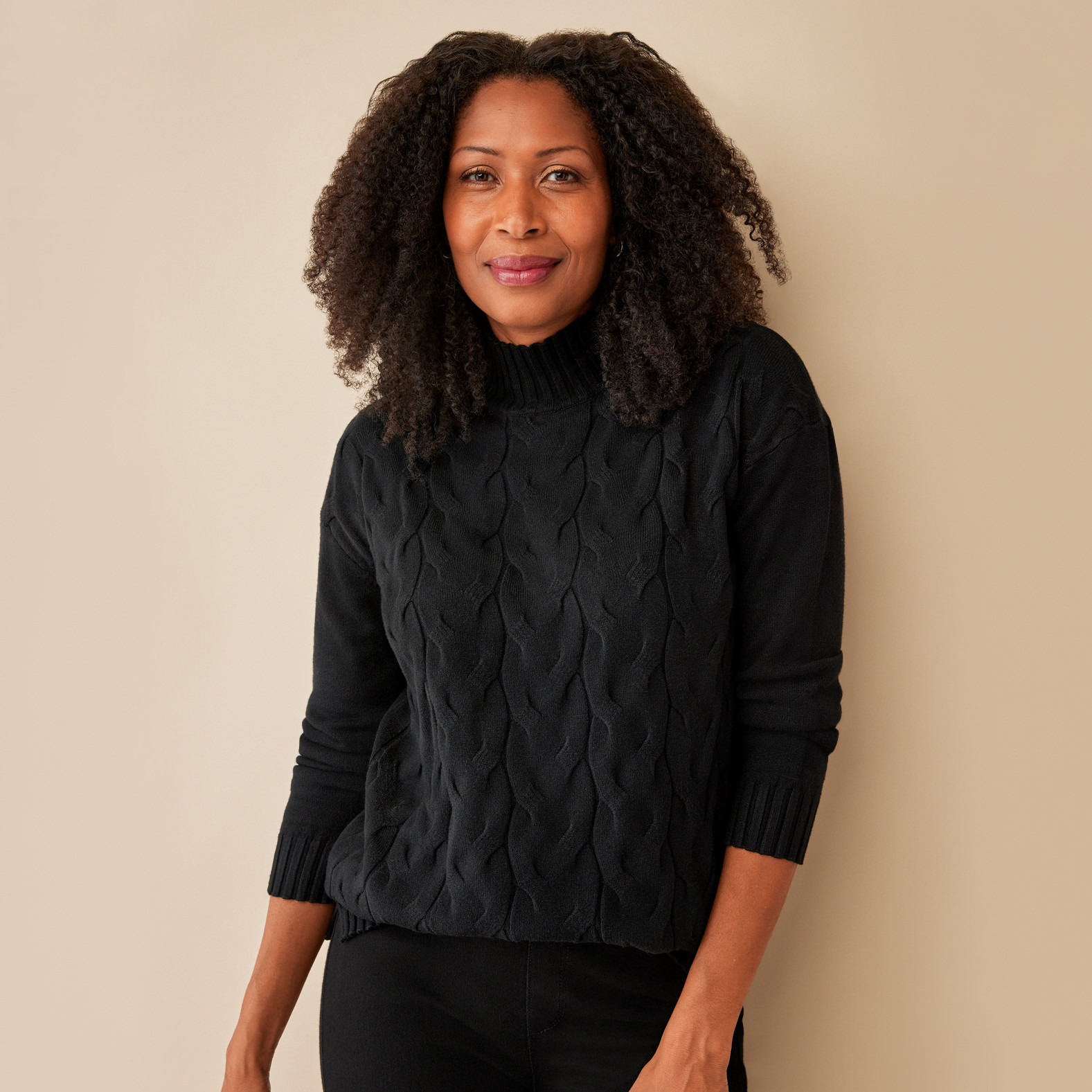 Cable Knit Mockneck Sweater