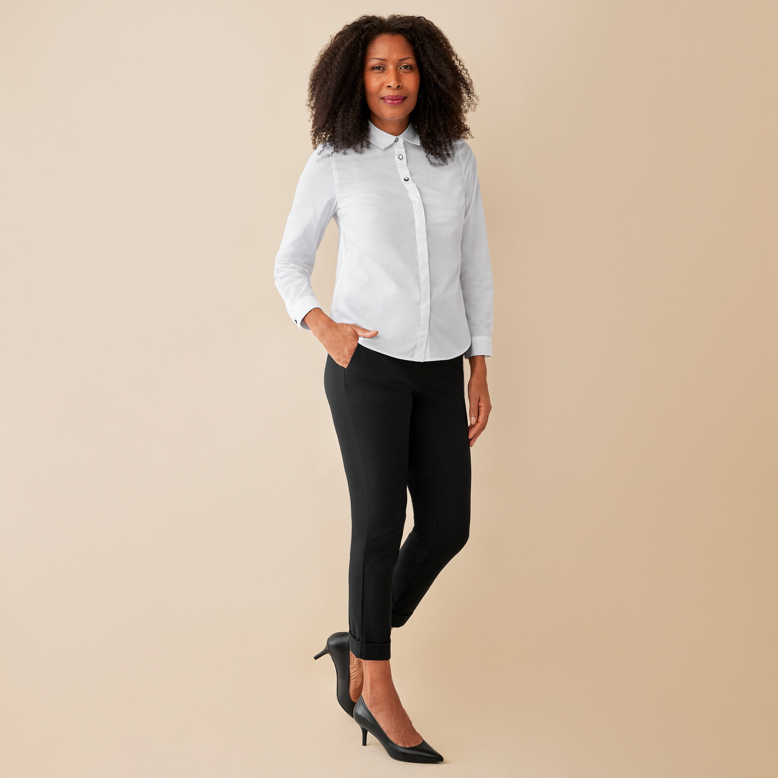 White Shirt with Embellishment-Full Body