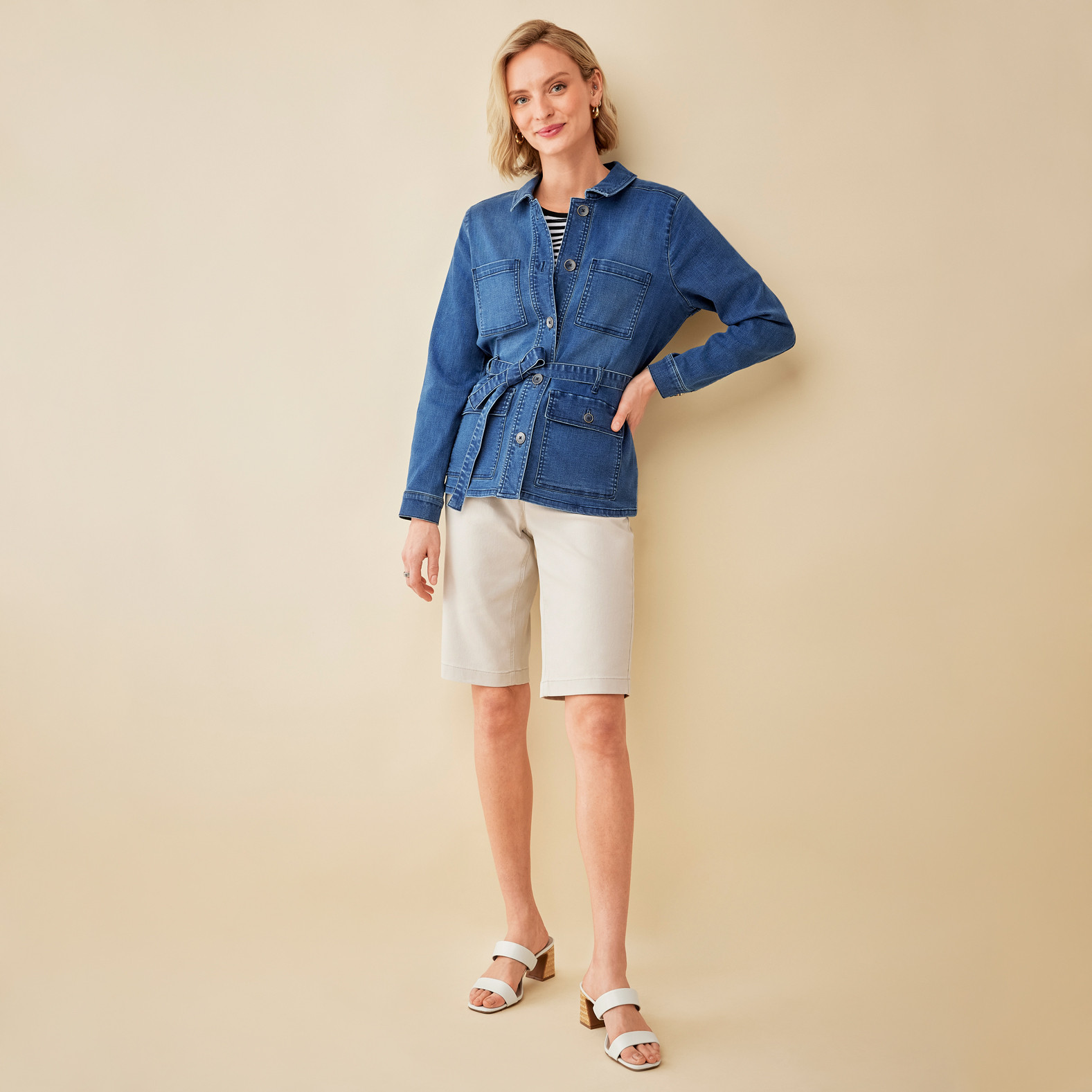 Belted Denim Jacket -Full Body Tied