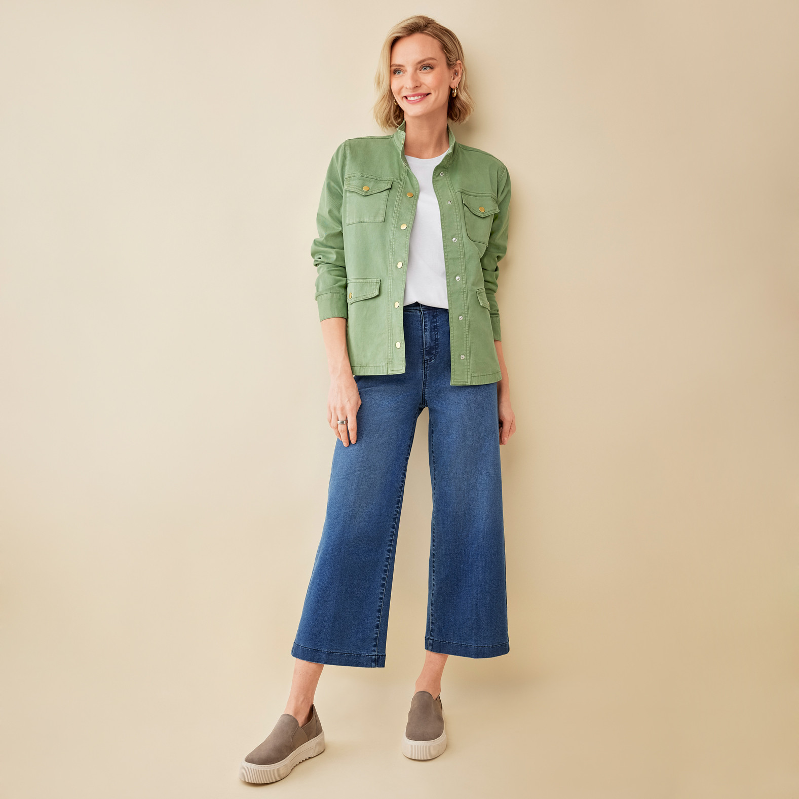Snap Button Utility Jacket Full Body