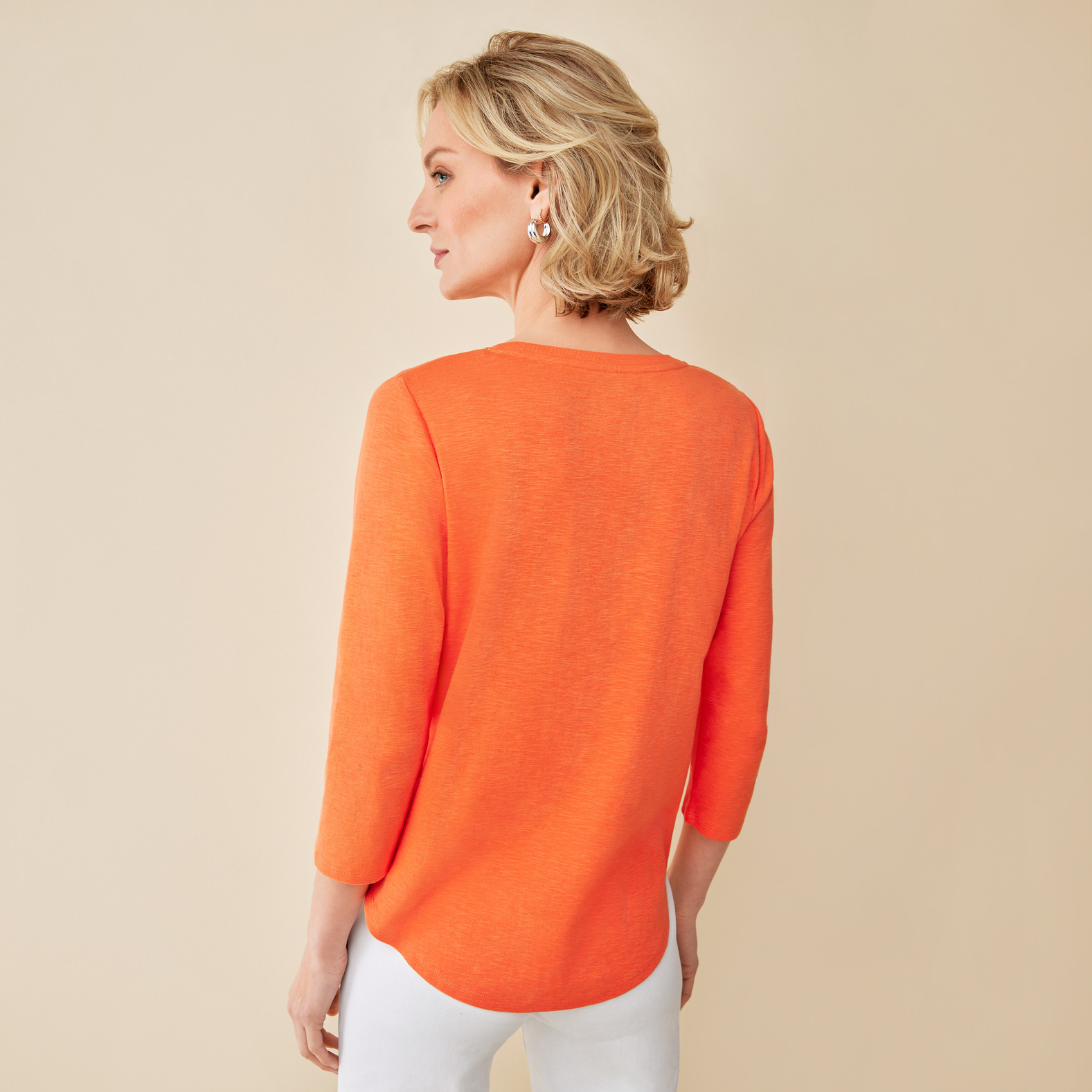 Crewneck Slub Knit Cotton Tee Back VIew