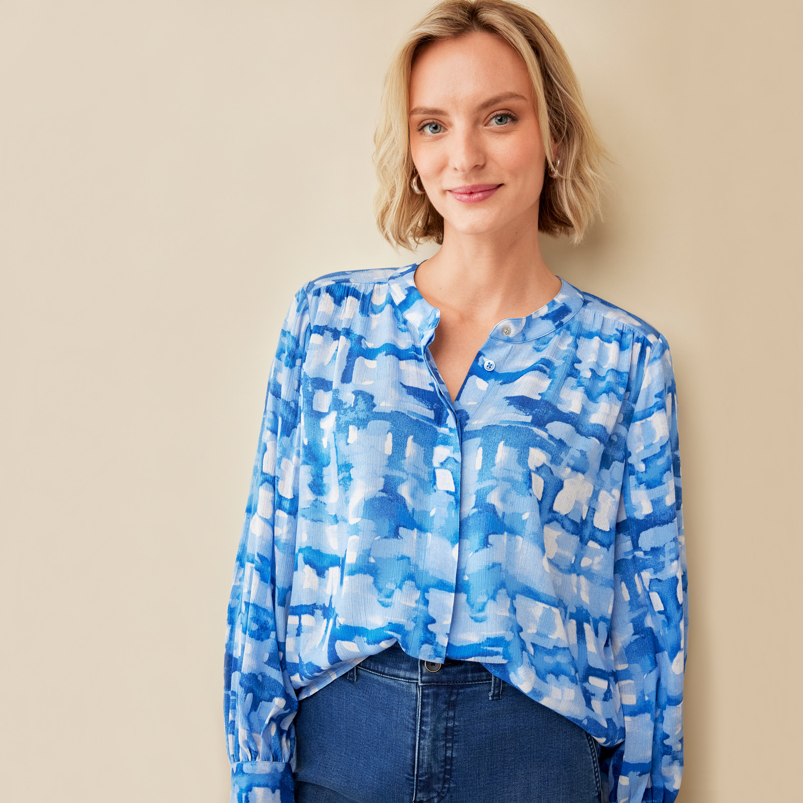 Abstract Print Button Down Shirt