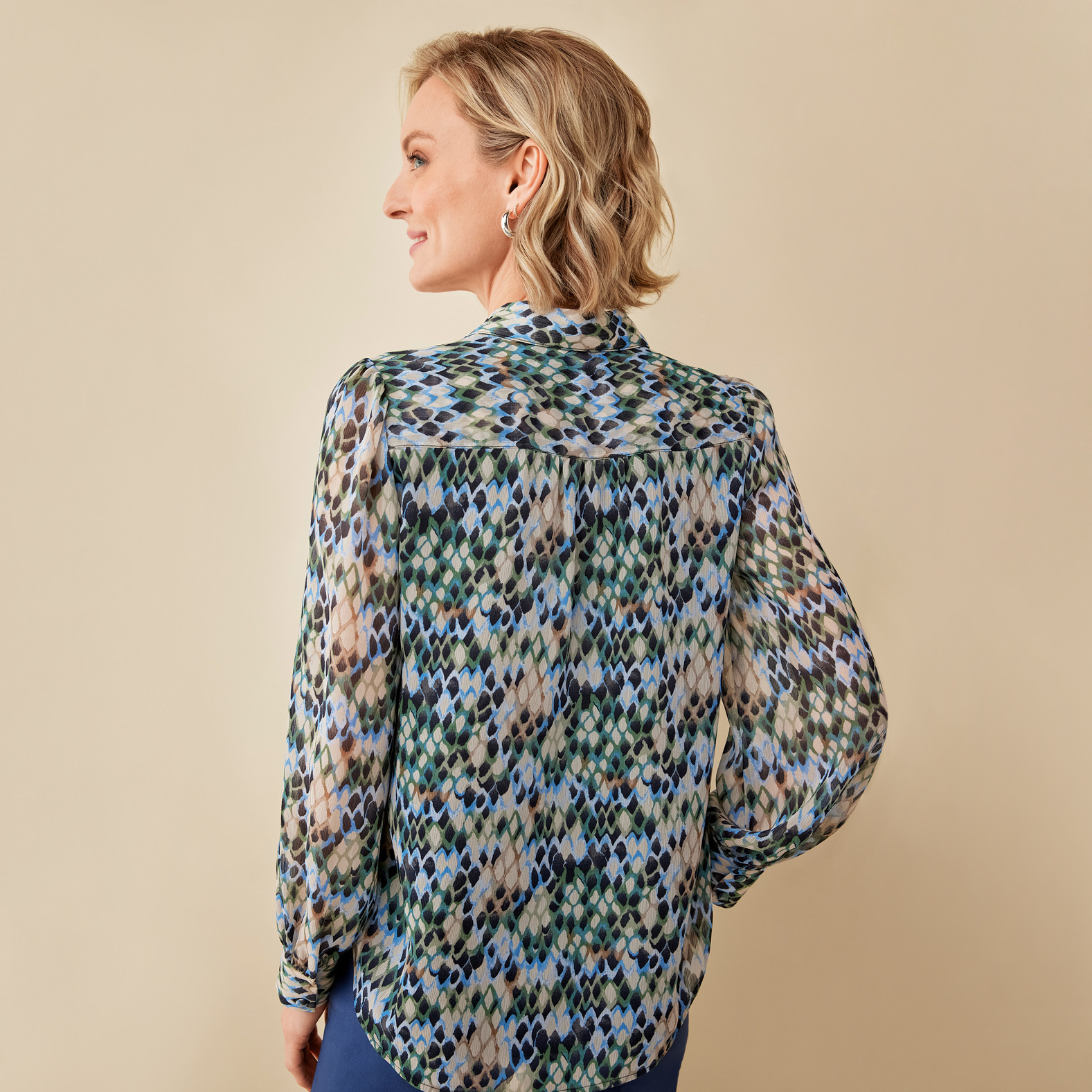 Y-Neck Printed Top Back View