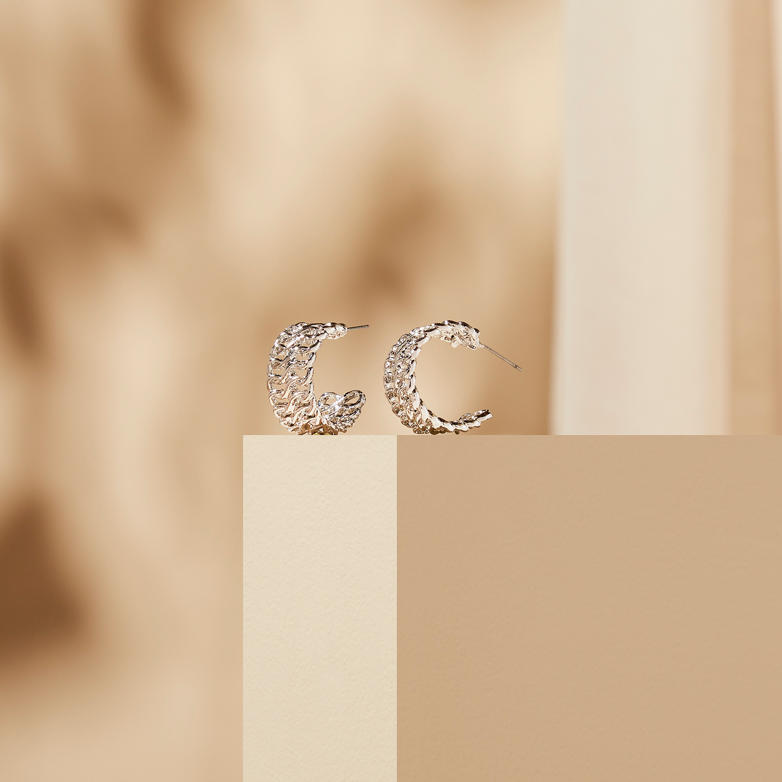 Silver Textured Hoop Earrings