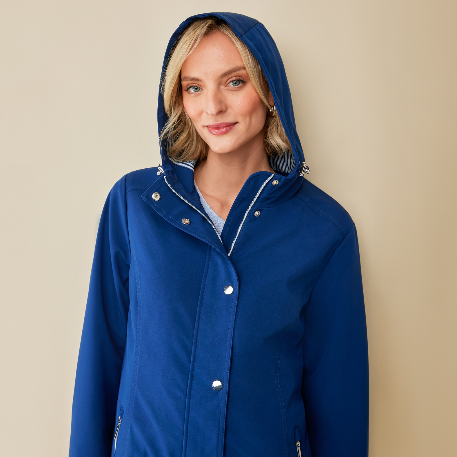 Nautical Striped Wind Jacket Half Body Zipped
