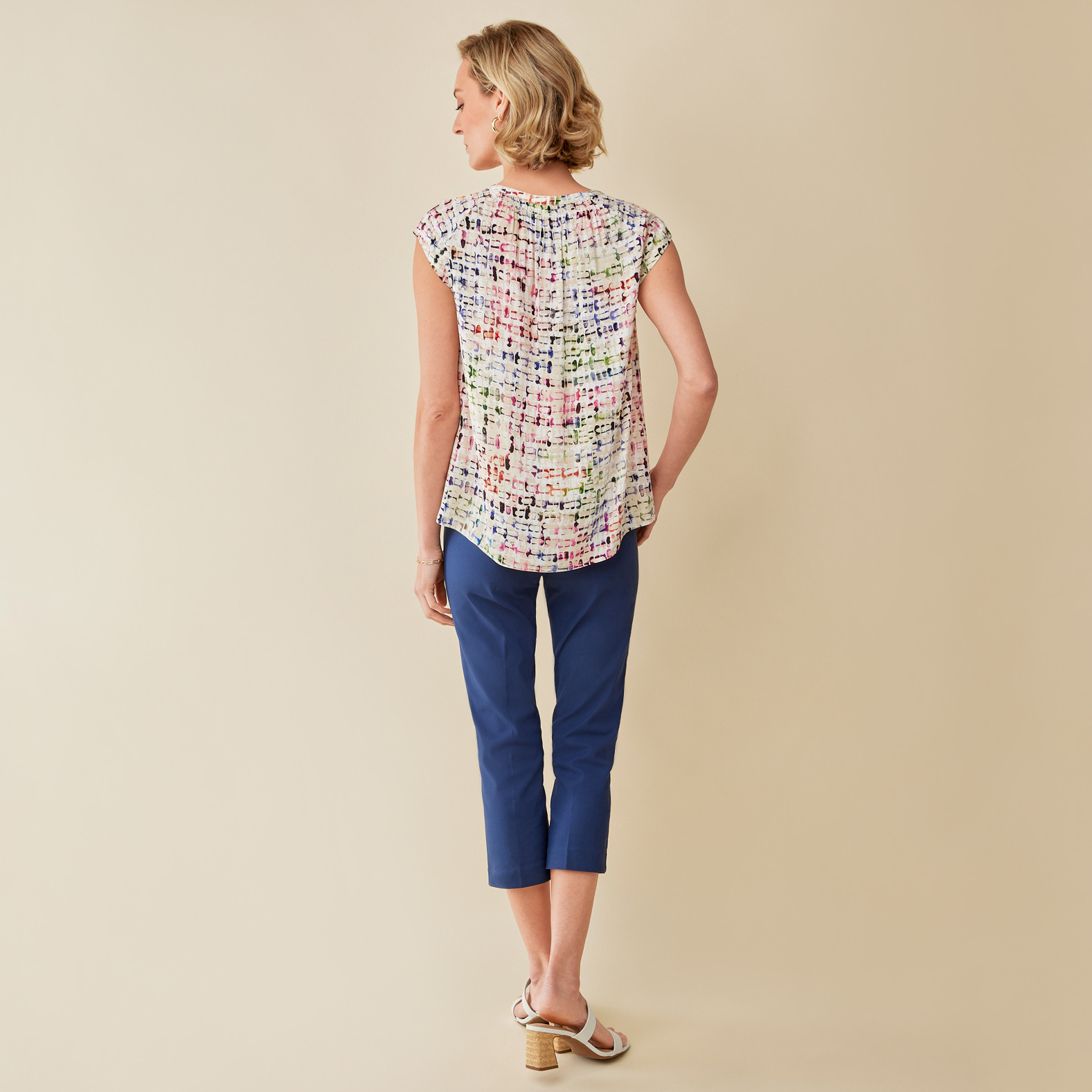 Smocked Neck Multicoloured Top Back View