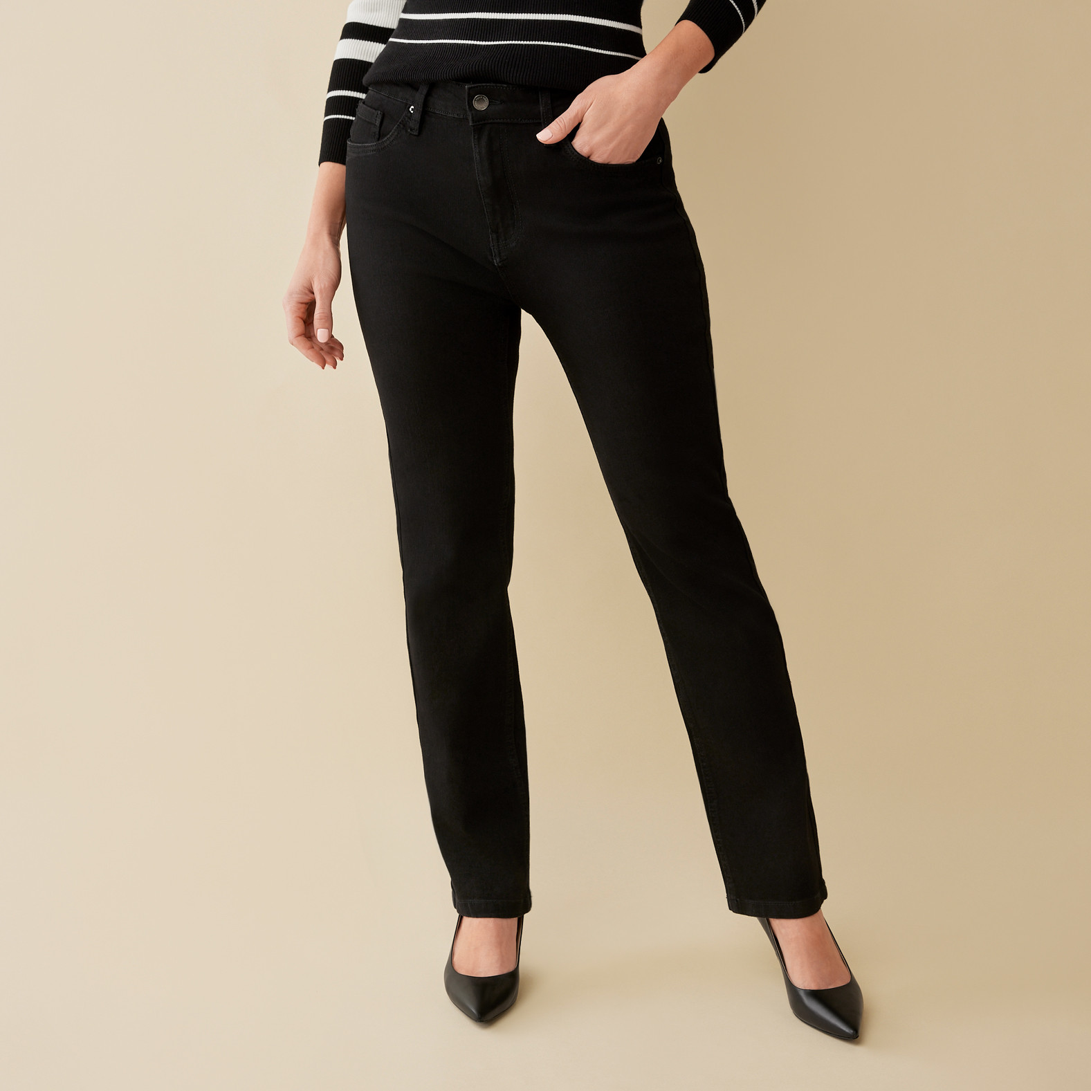 Straight Leg Black Jean Half Body
