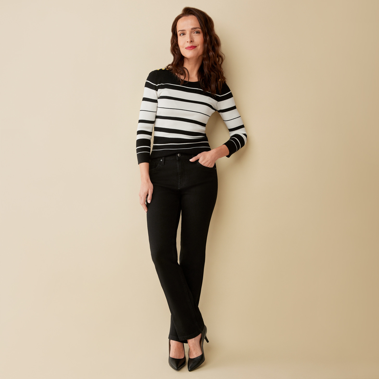 Straight Leg Black Jean Full Body