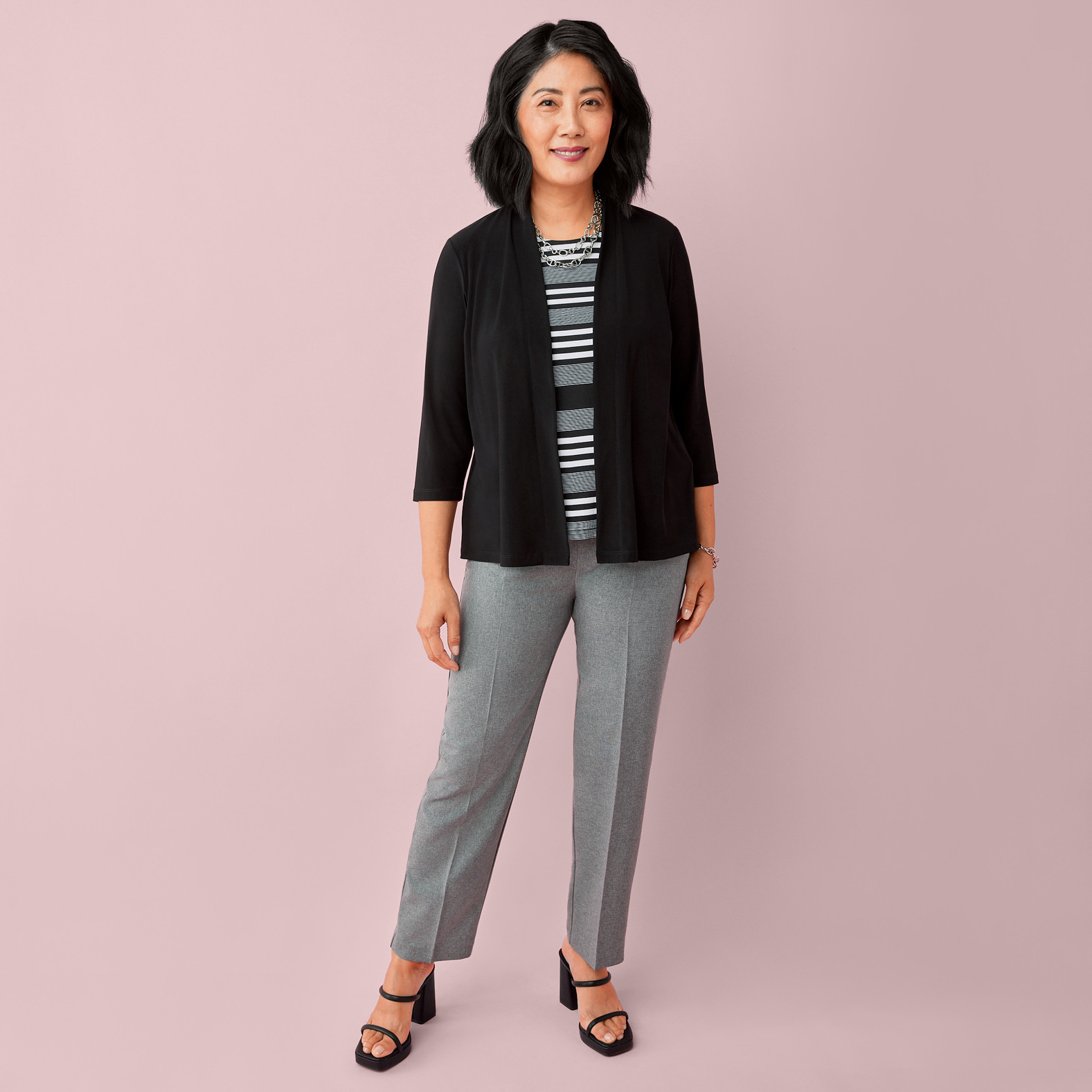 Petite - Striped Fooler Top Full Body