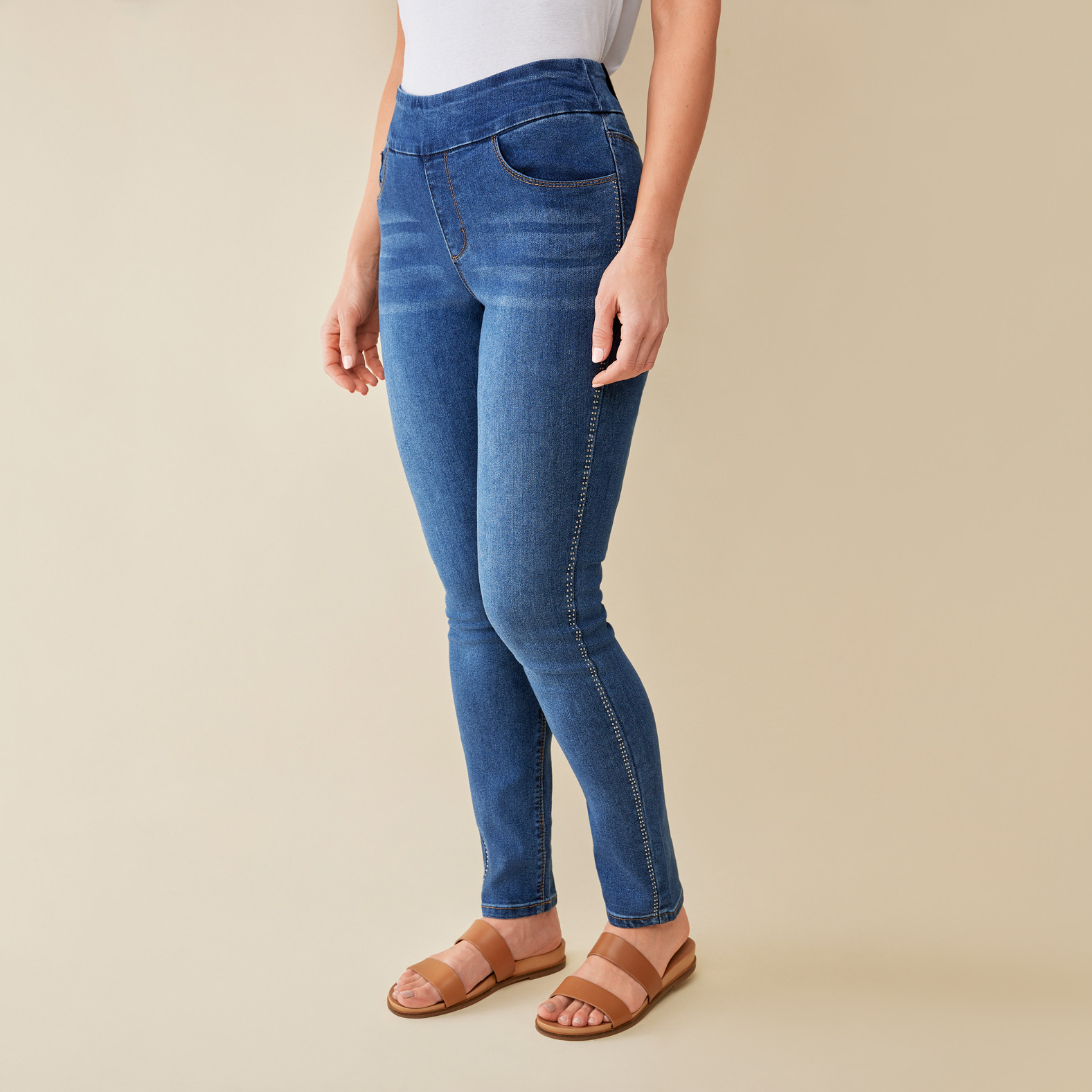 Studded Pull On Jean Side View