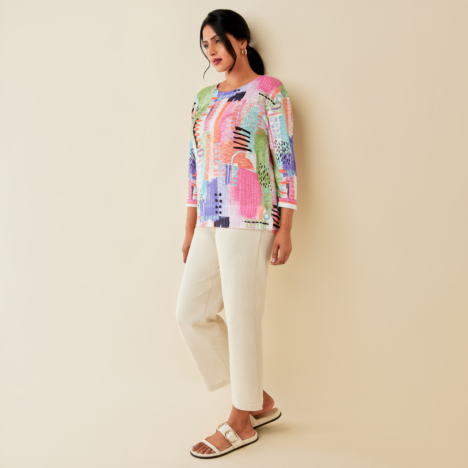 Abstract Print Sublimation Top Full Body Side View