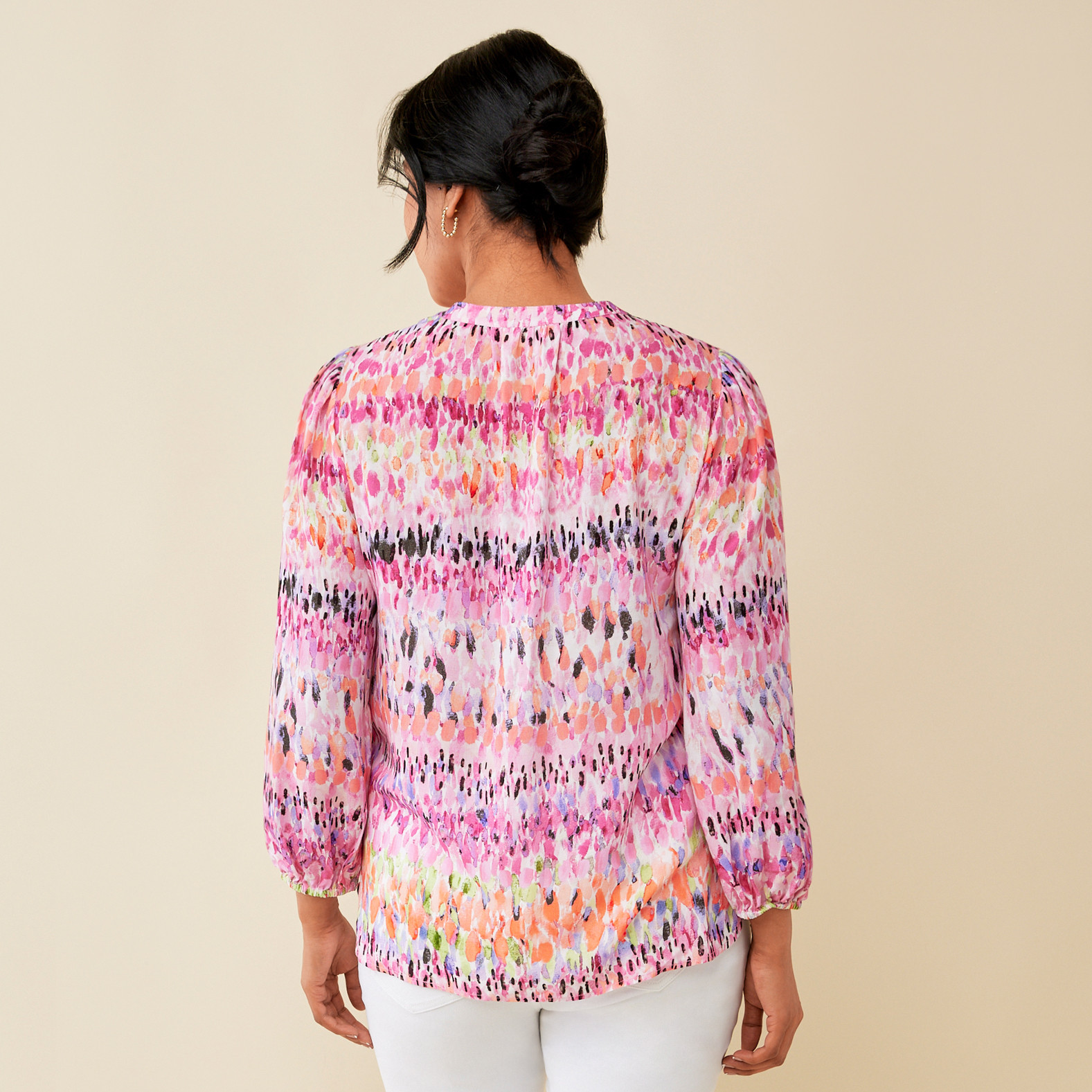 Watercolour Y-Neck Top Back View