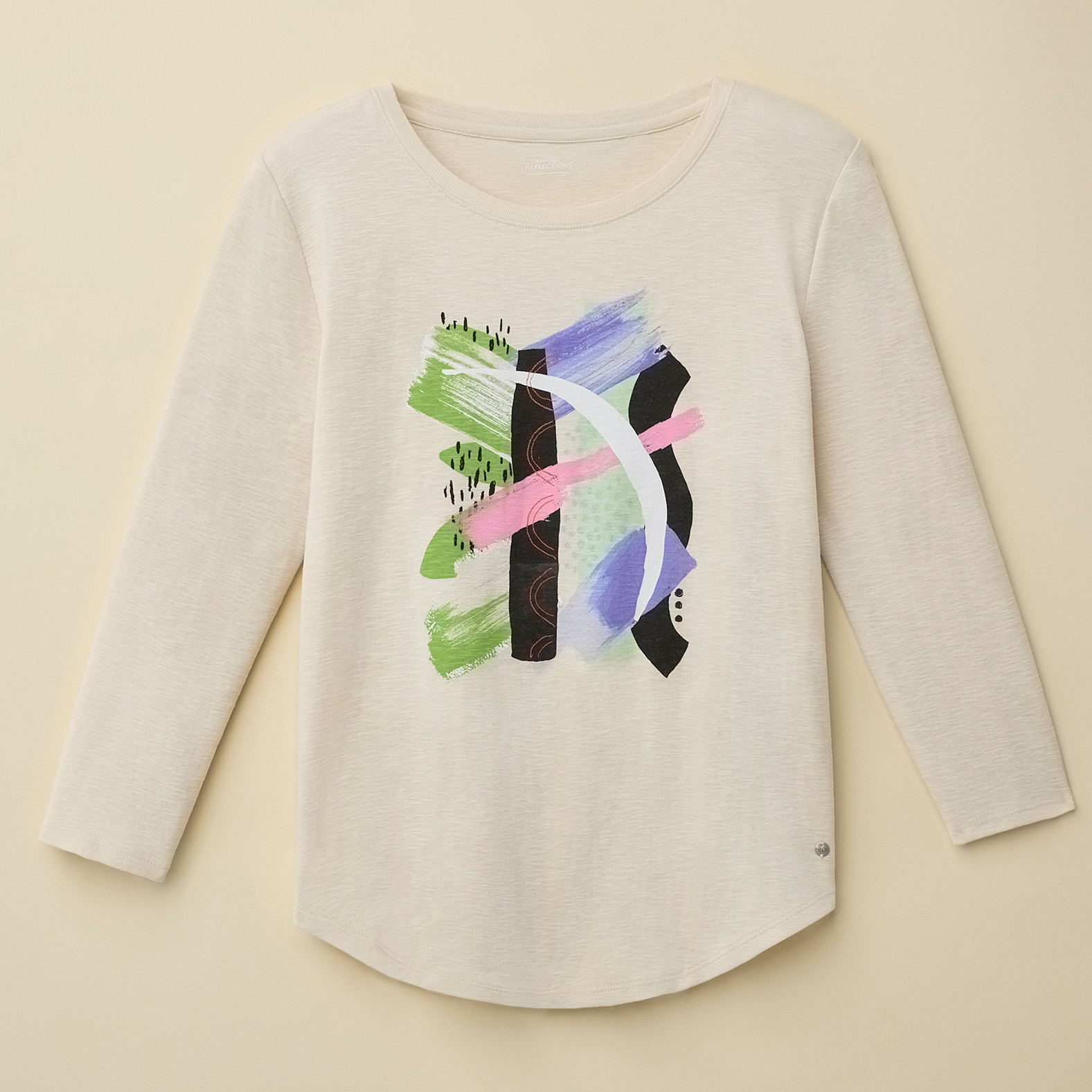 Abstract Print Slub Knit Tee Off Figure