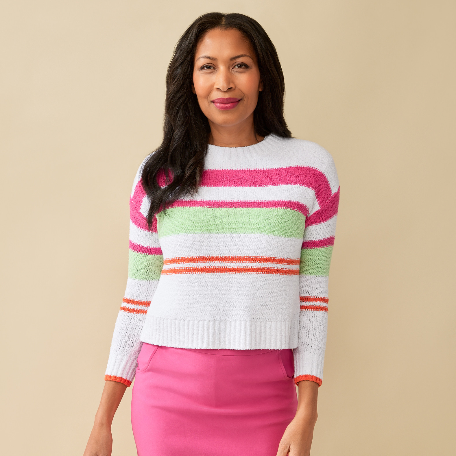 Colourful Striped Sweater Half Body