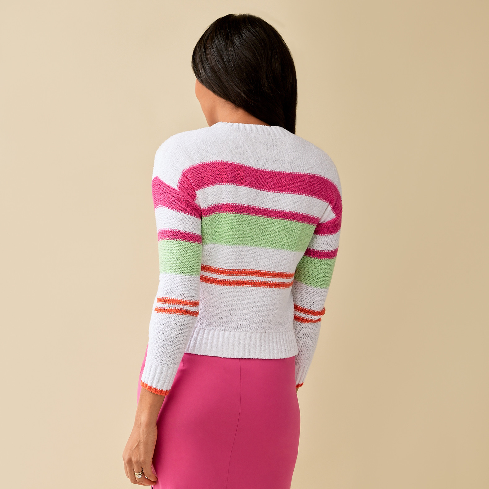 Colourful Striped Sweater Back View