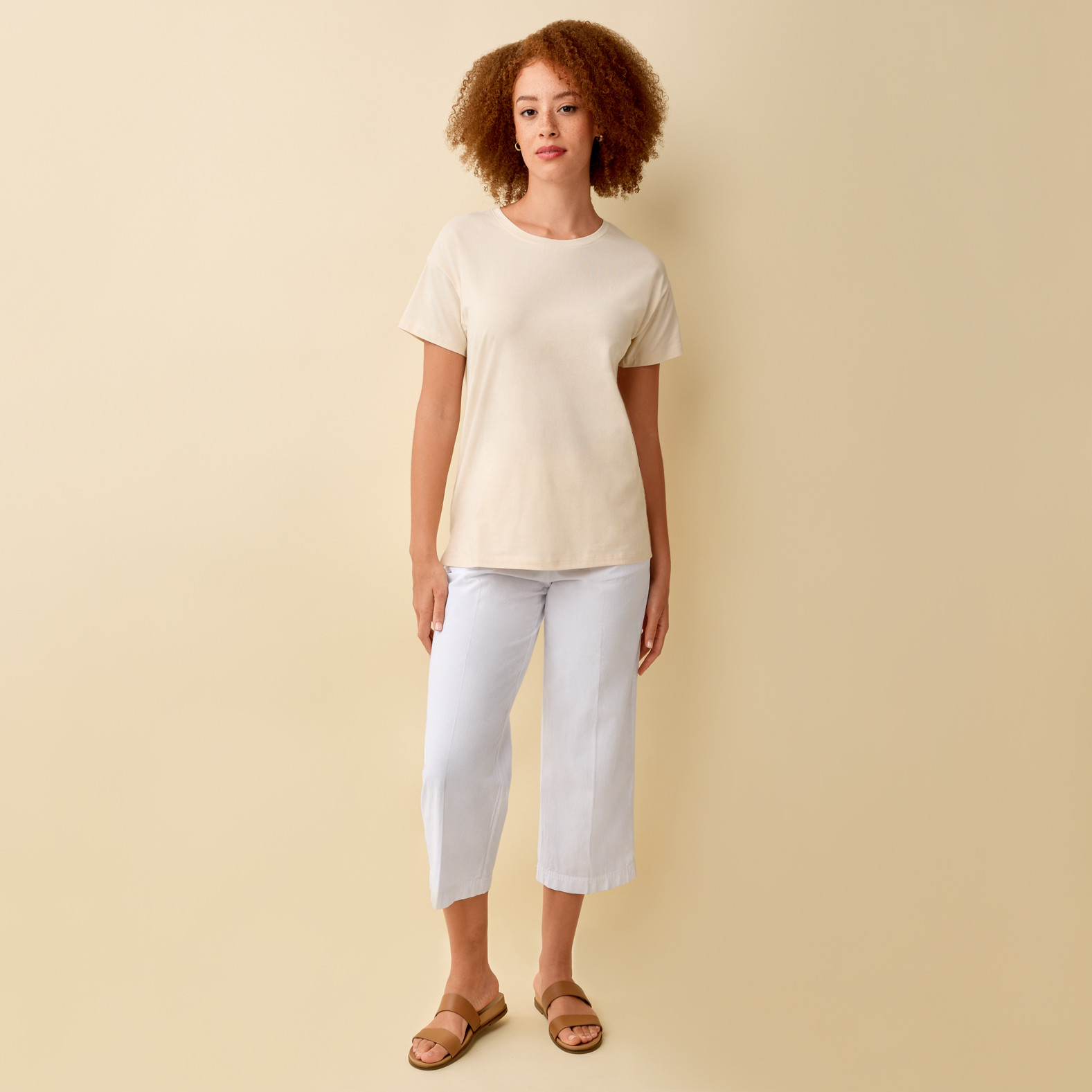 Comfort Fit Jersey Tee Full Body-Dune Beige