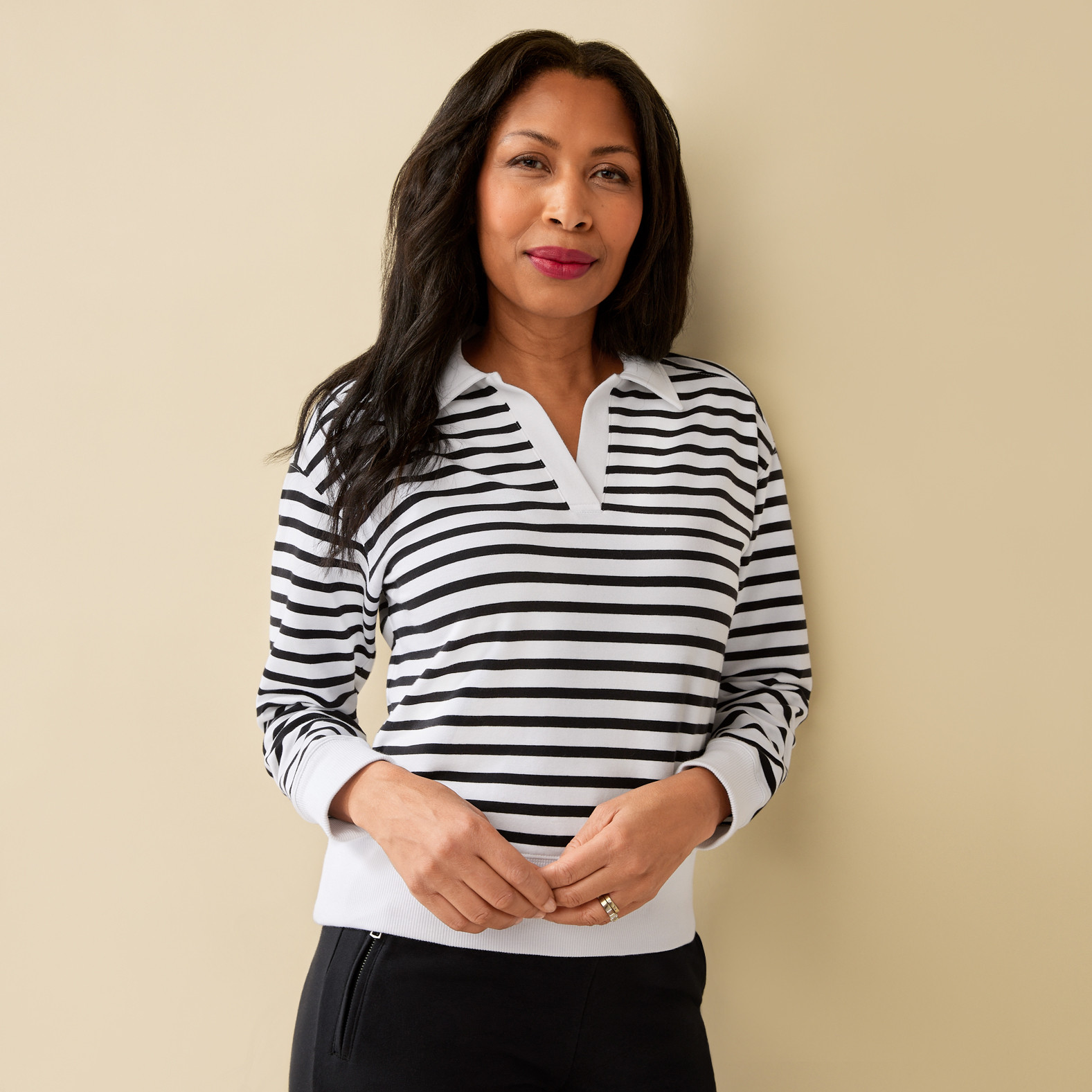 Johnny Collar Bold Striped Sweater