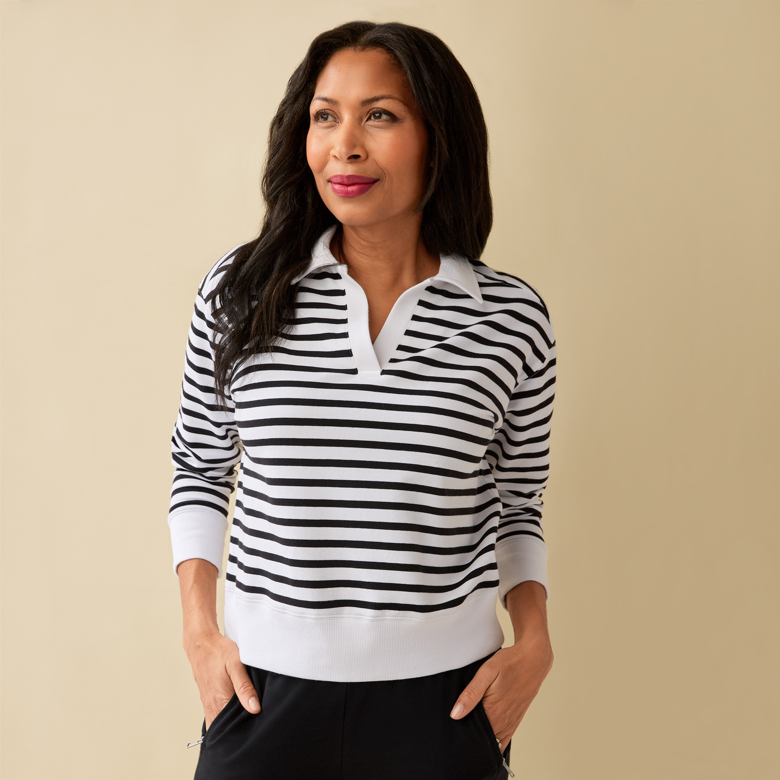Johnny Collar Bold Striped Sweater