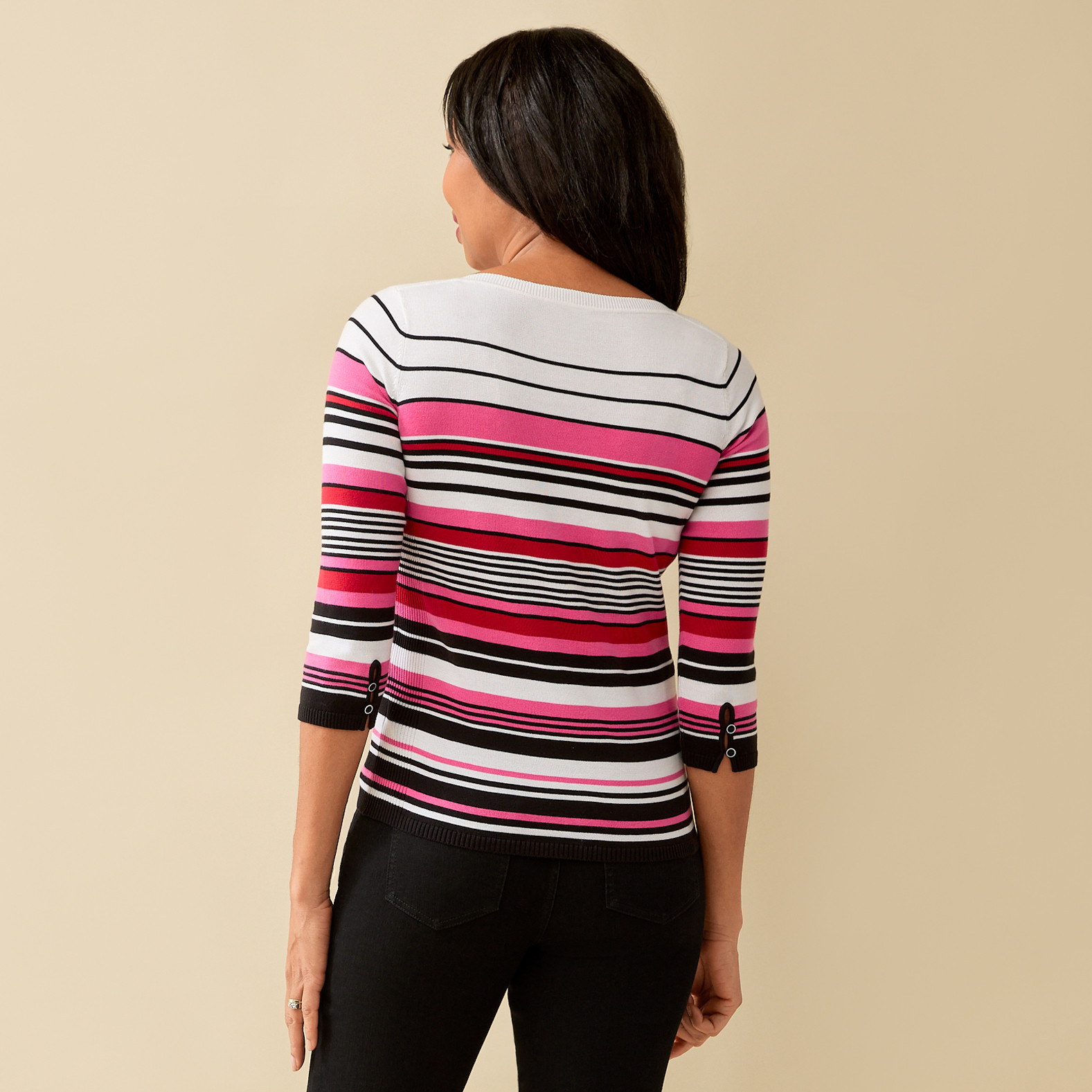 Lightweight Striped Sweater Back View