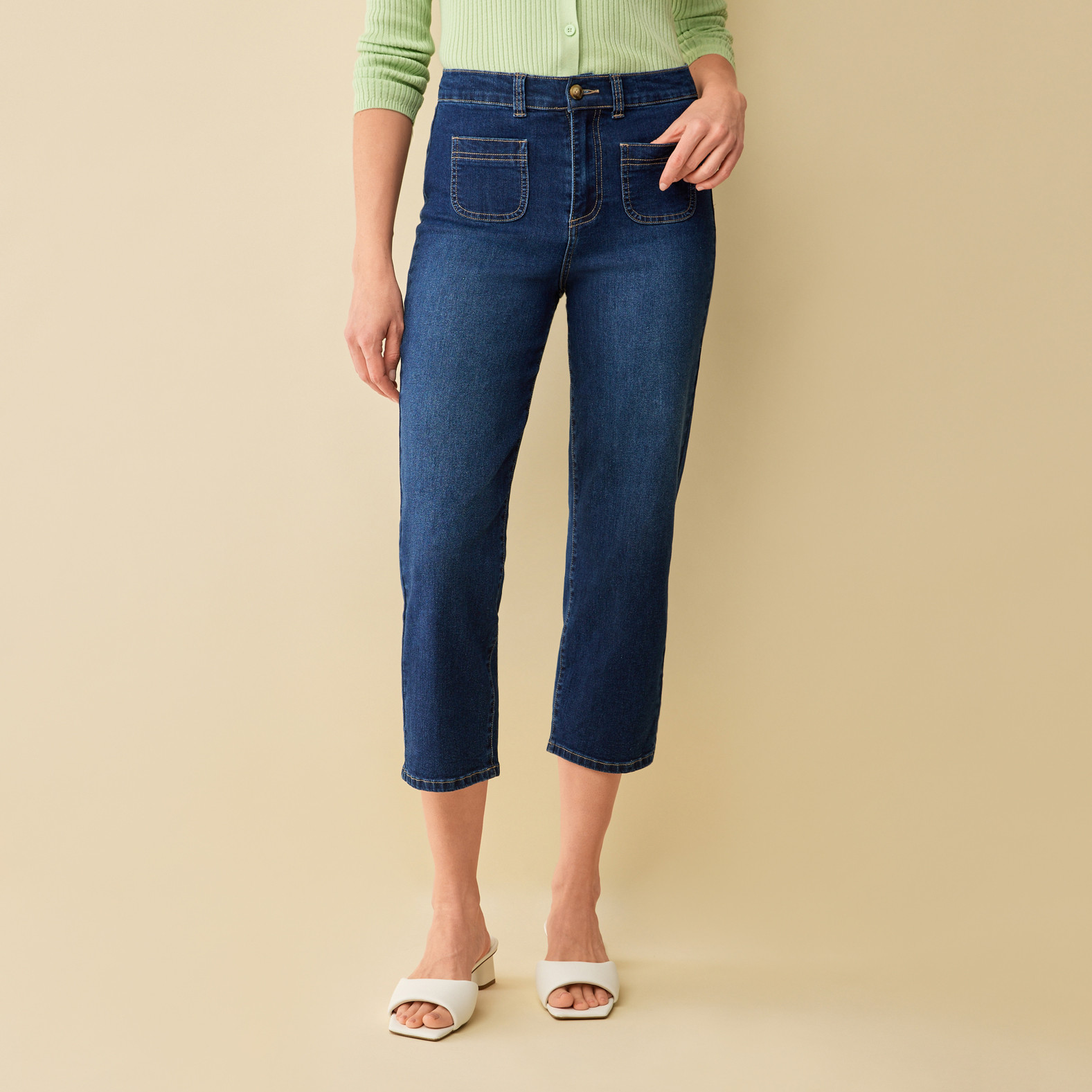 Patch Pocket Crop Jean Half Body