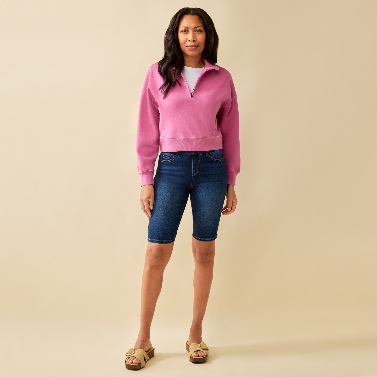 Quarter Zip Fleece Full Body - Pink
