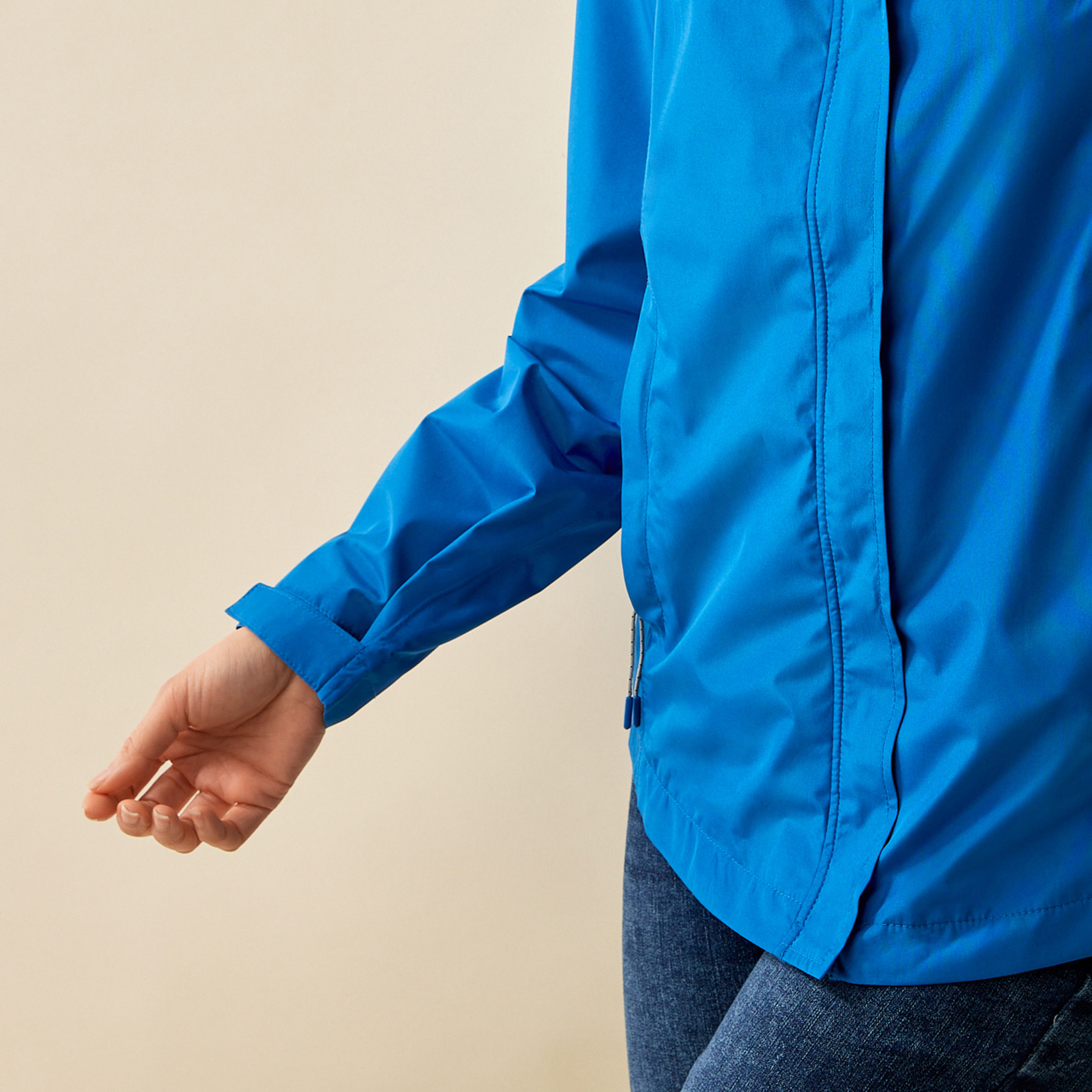 Waterproof Wind Jacket Close Up - Deep Blue