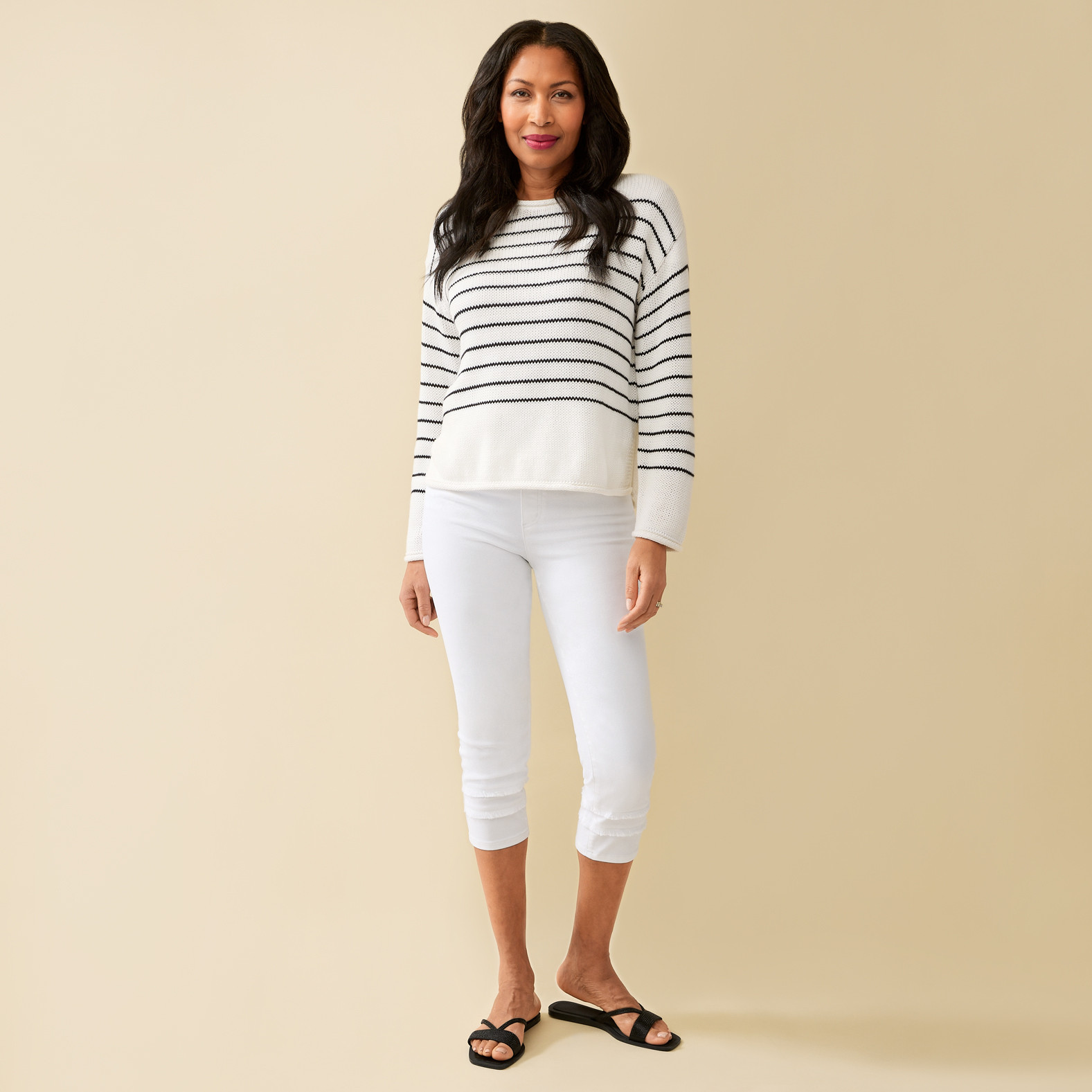 Striped Knit Sweater Full Body