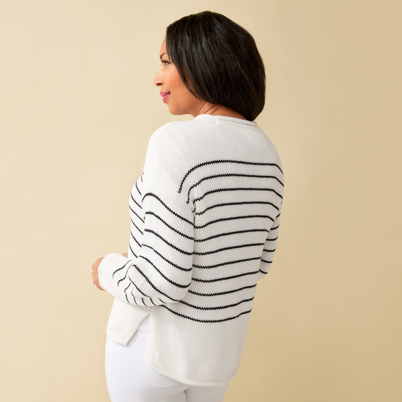 Striped Knit Sweater Back View