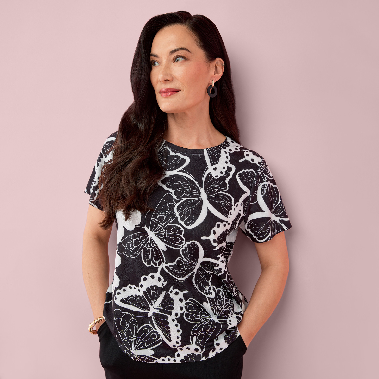 Bold Butterfly Print Top Half Body