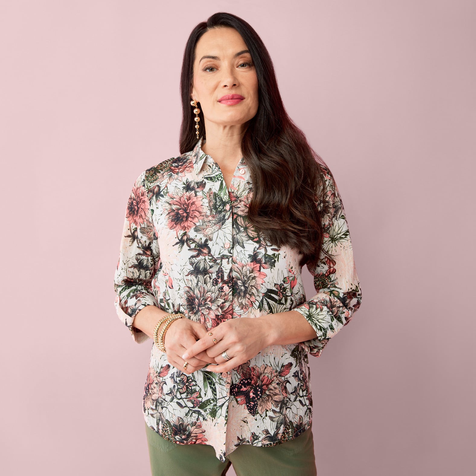 Cotton Printed Shirt Half Body Buttoned