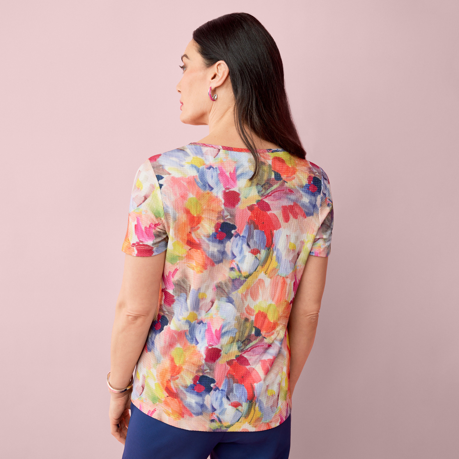 Petite - Watercolour Printed Top Back View