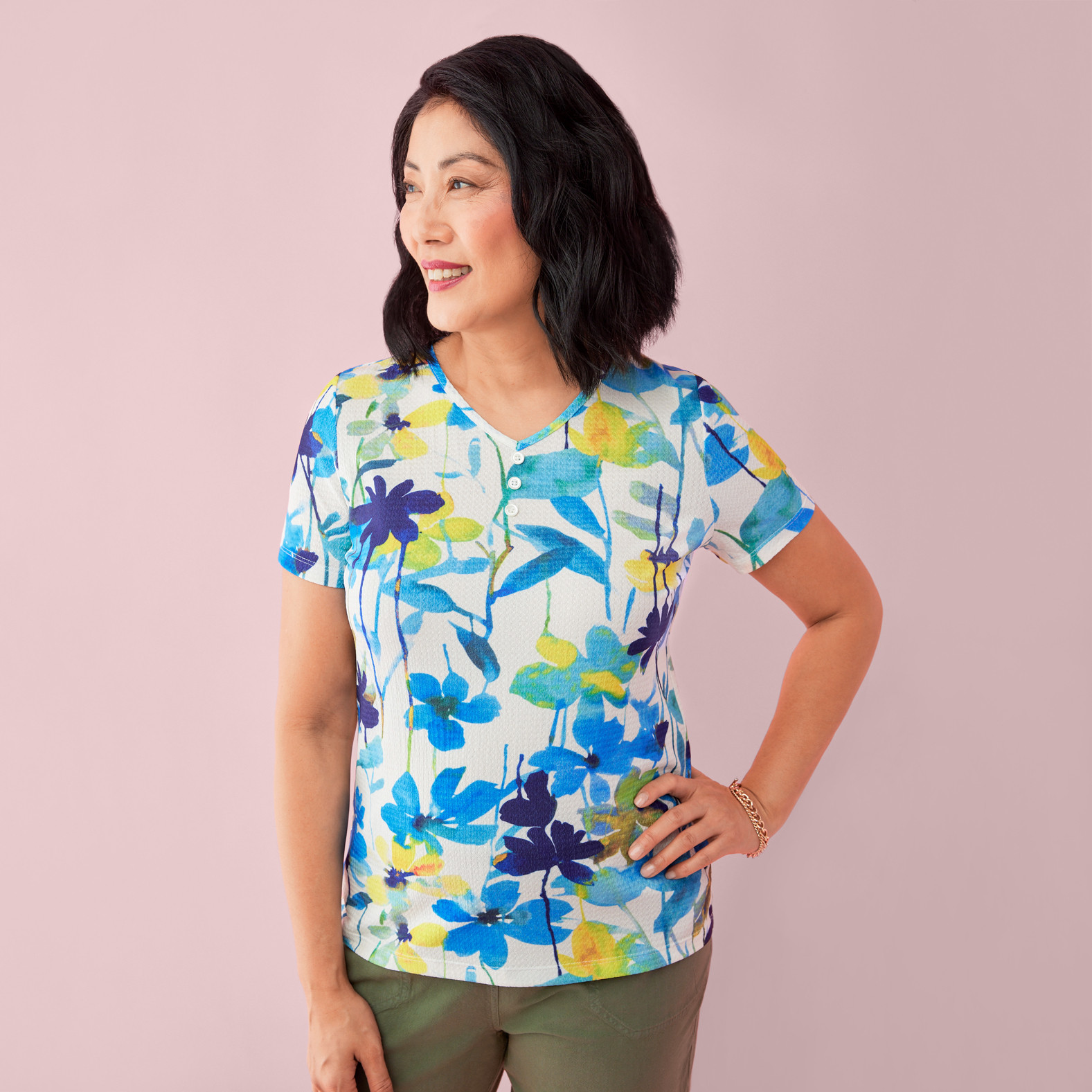 Petite - Watercolour Printed Top Half Body