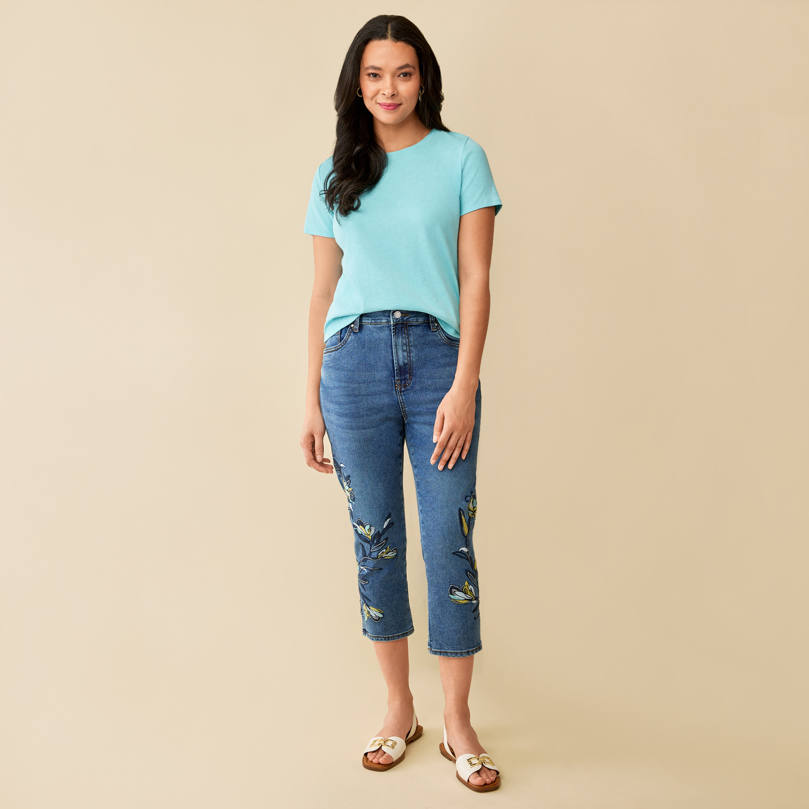 Embroidered Crop Jean