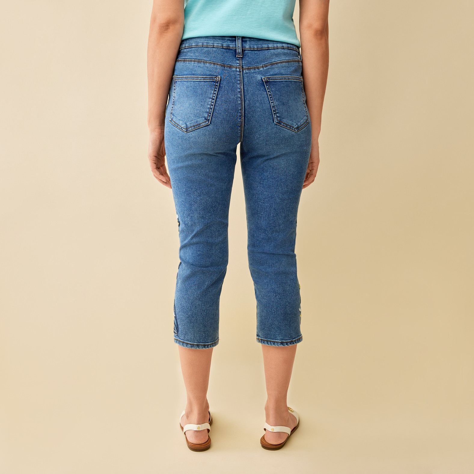 Embroidered Crop Jean Back View