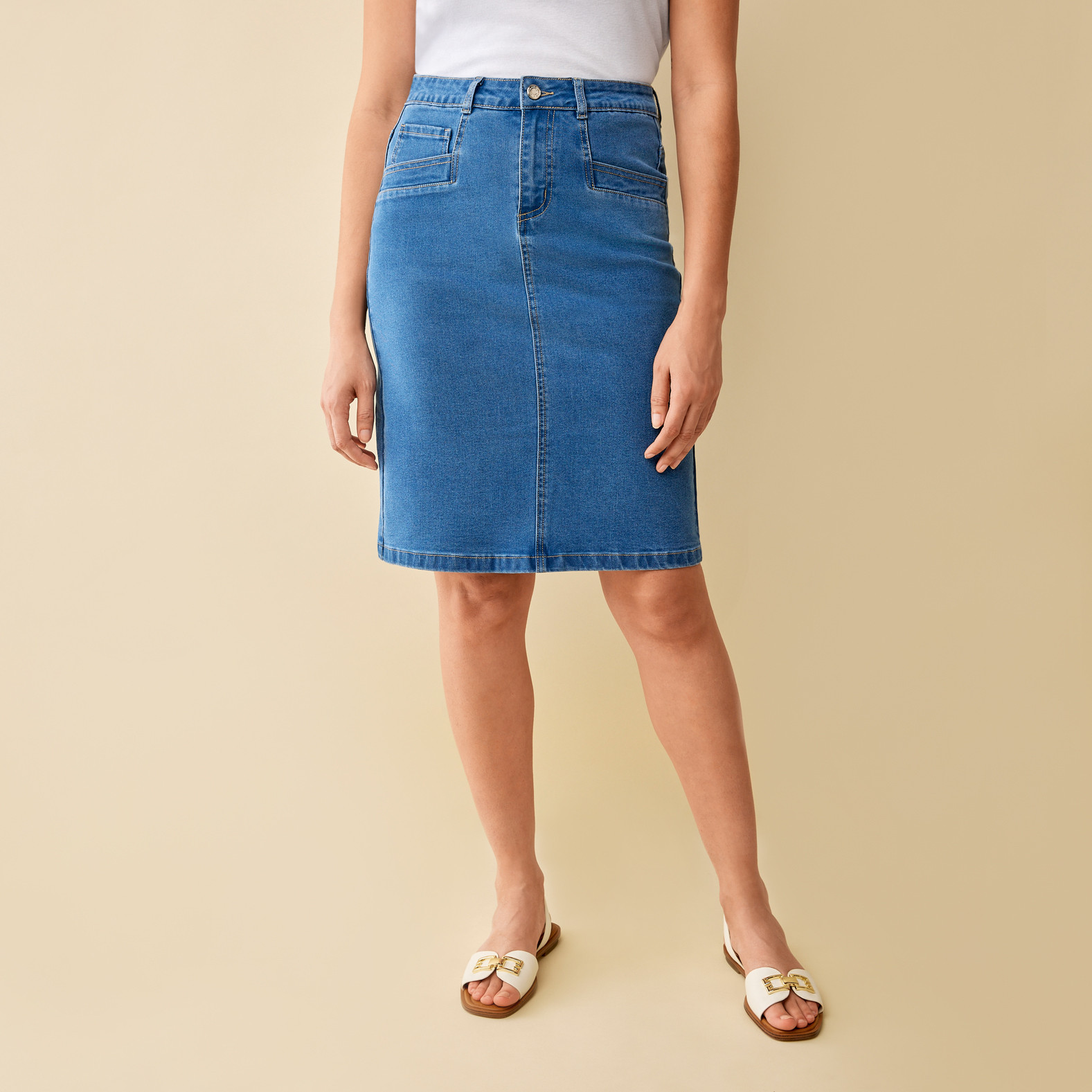 Five Pocket Denim Skirt Half Body
