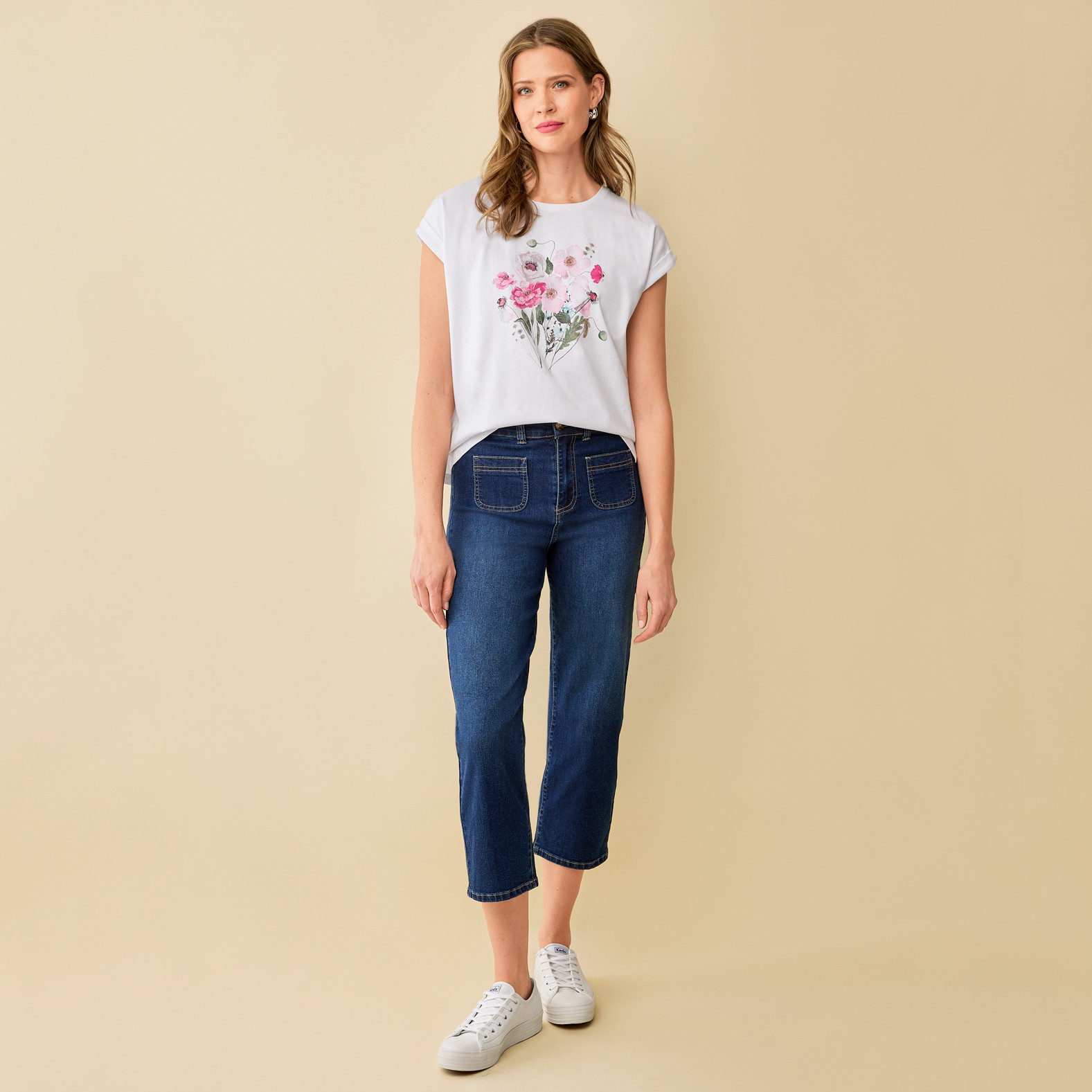 Flower Bouquet Graphic Tee Full Body Tucked
