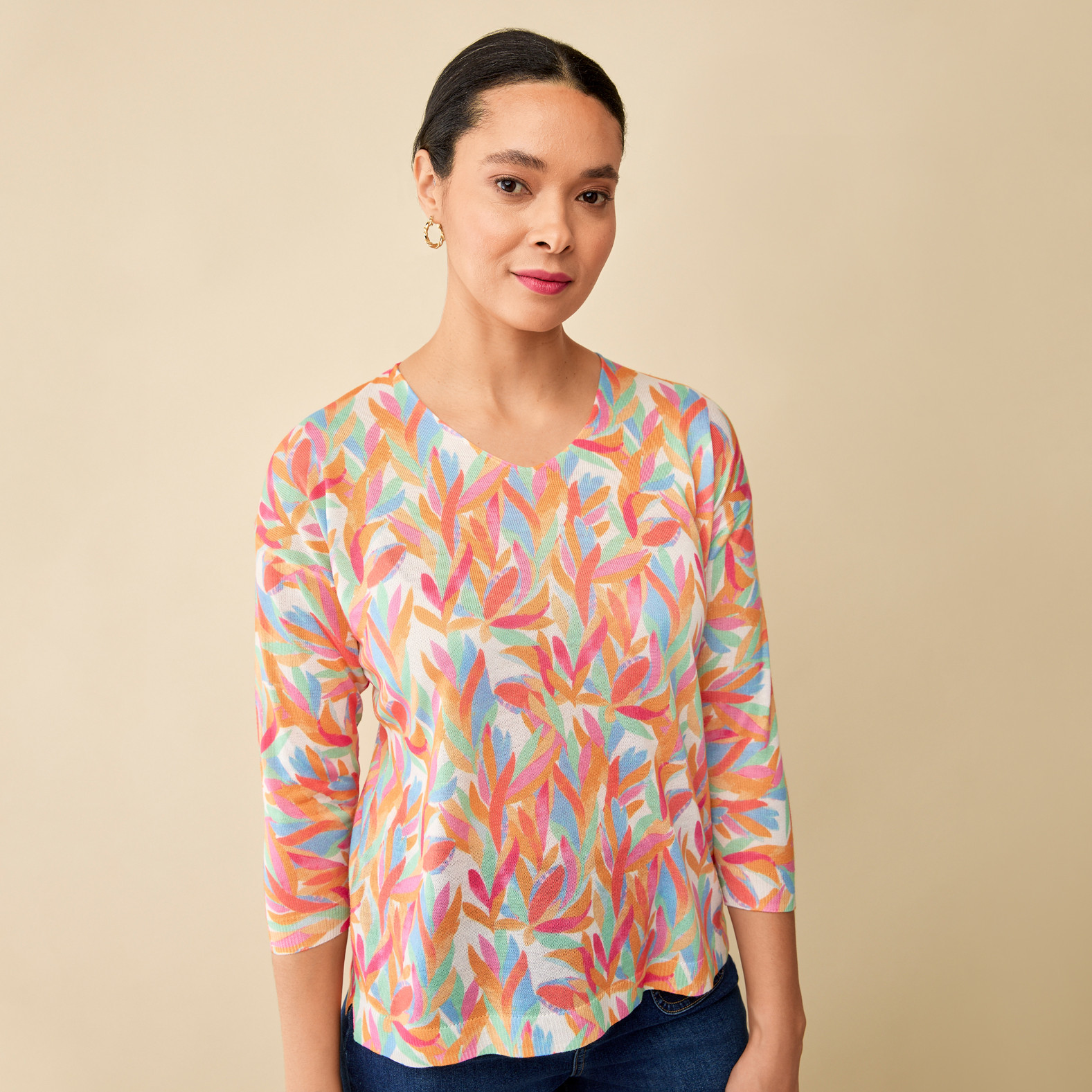 Lightweight Multicolour Sweater Half Body