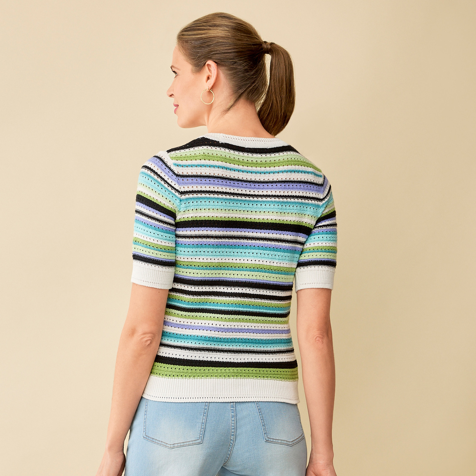 Multicolour Striped Knit Top Back View