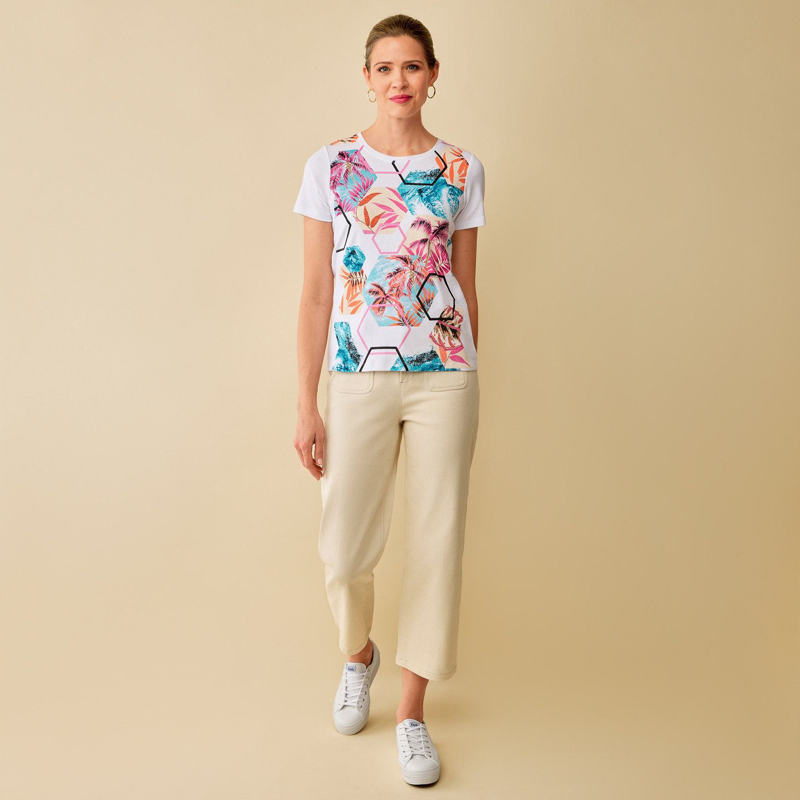 Petite - Everyday Fit Palm Print Tee Full Body