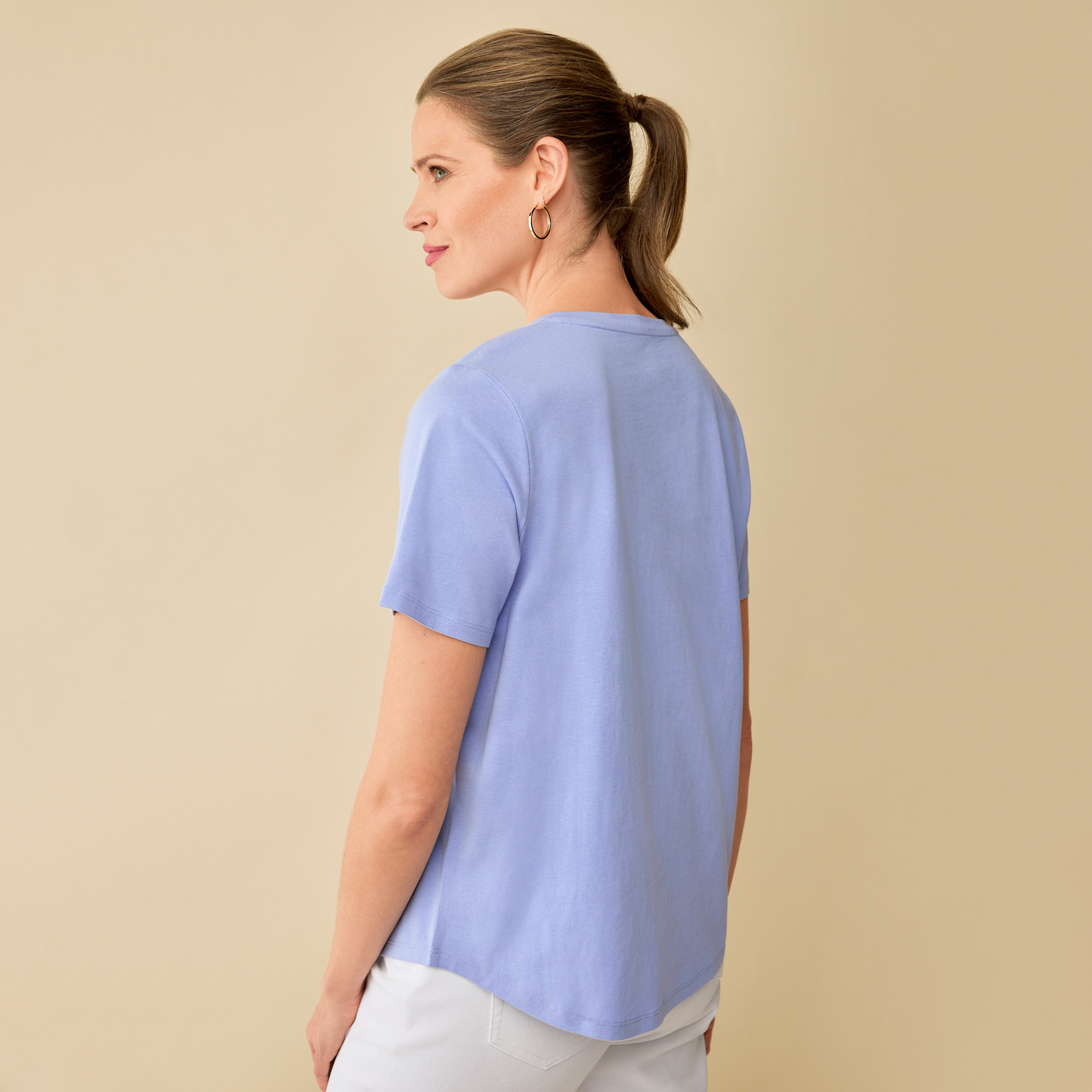 Petite - Semi Fit Lavender Tee Back View