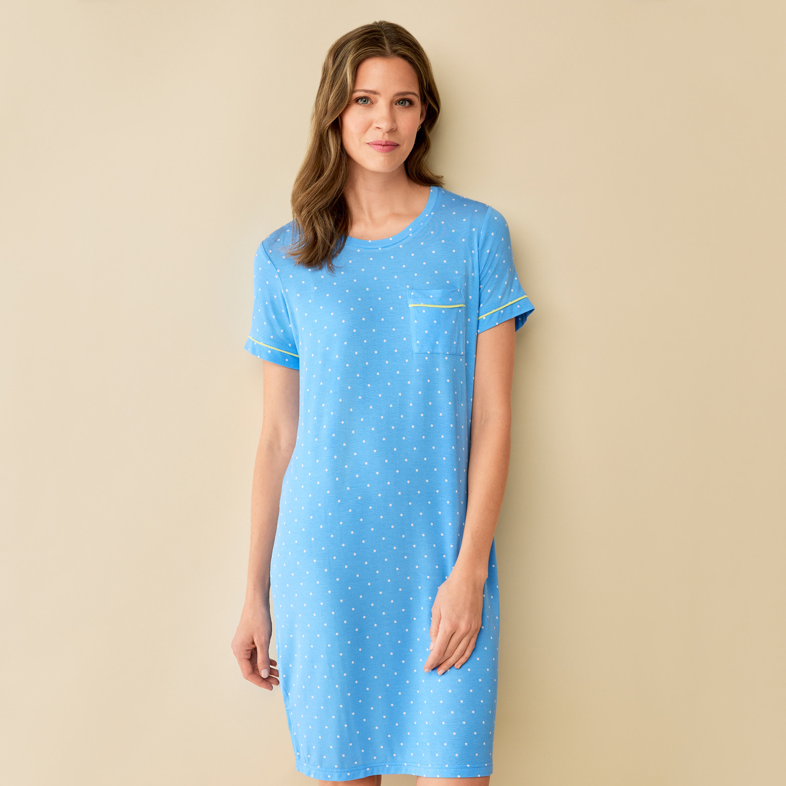 Polka Dot Modal Nightshirt Half Body